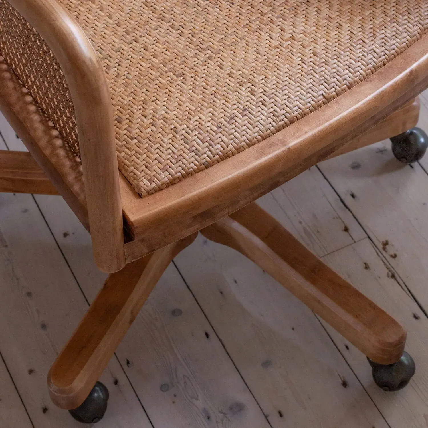 Lucien Wicker Office Chair - Birch Wood, Rattan