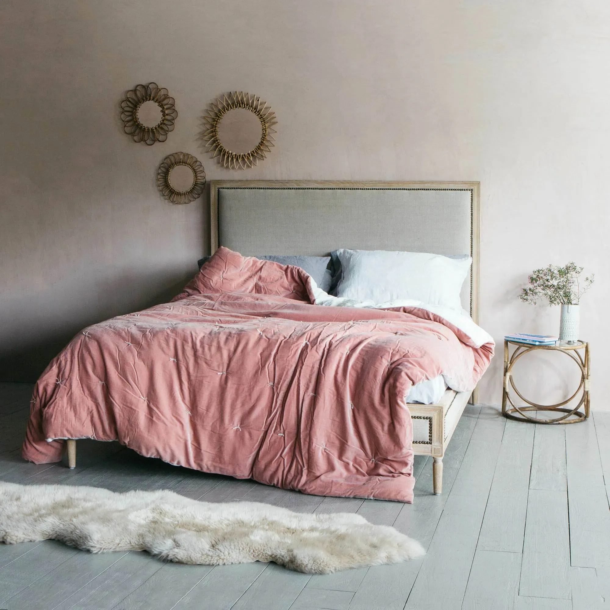 Luna King Size Bed Frame - Natural, Linen
