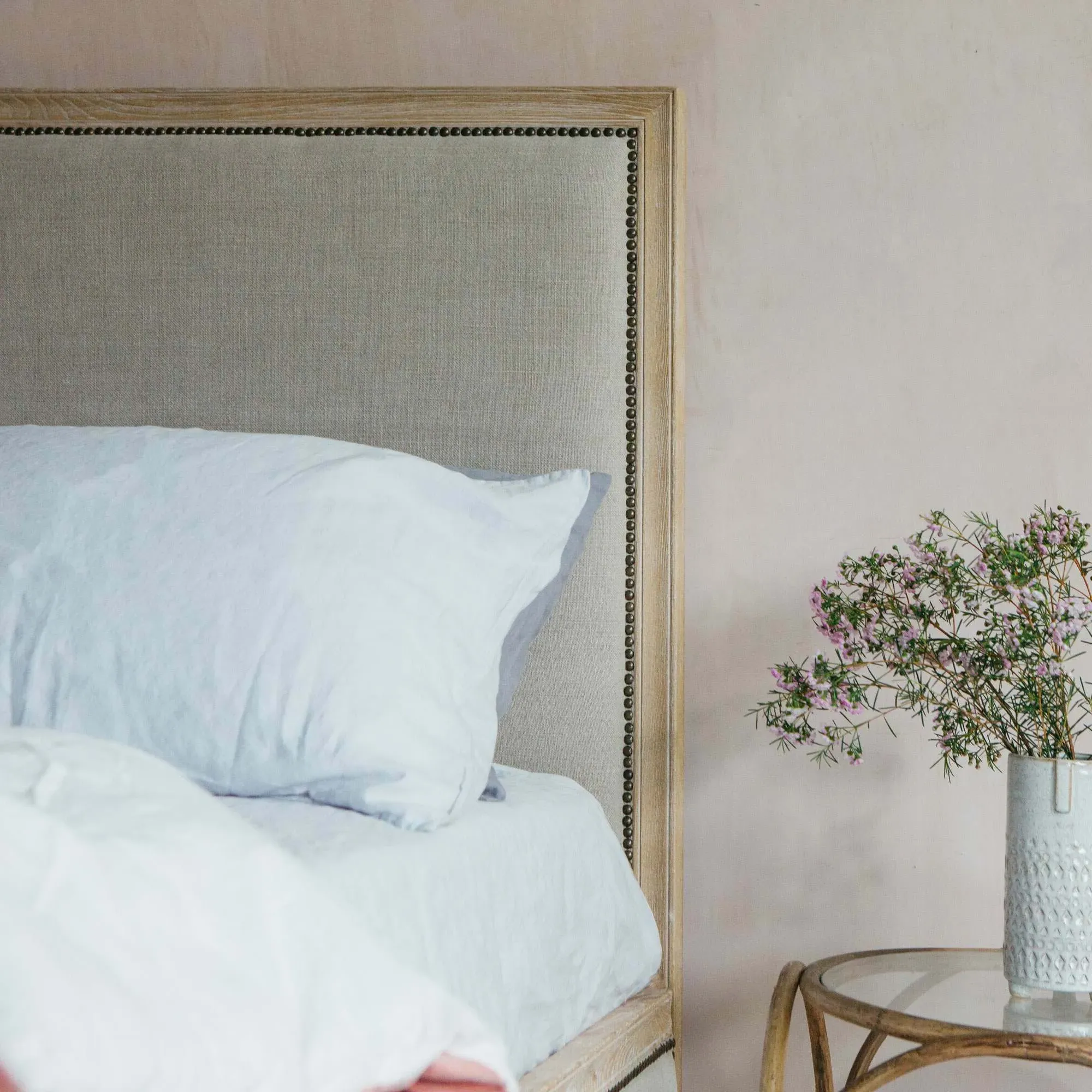 Luna King Size Bed Frame - Natural, Linen