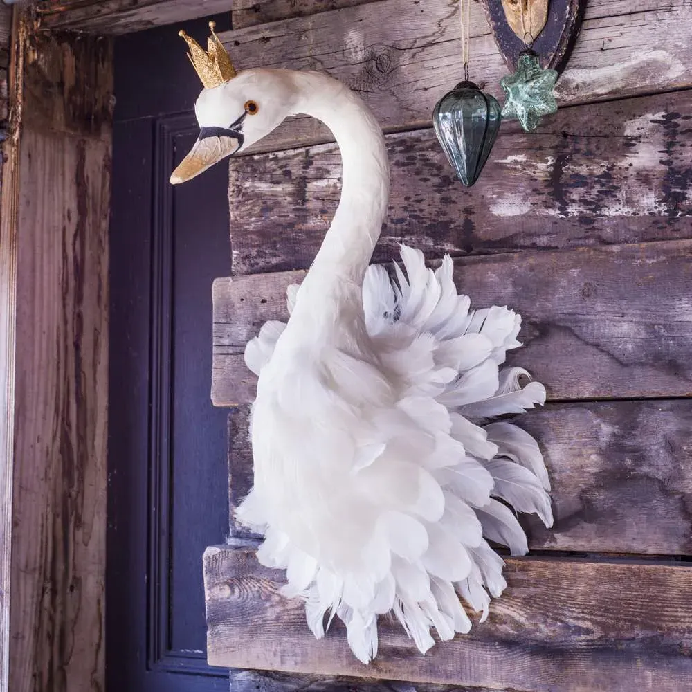 Majesty Swan Head Wall Art - White