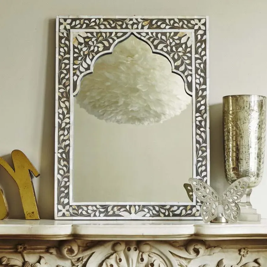 Mandir Arched Mirror - Grey, Mother of Pearl image