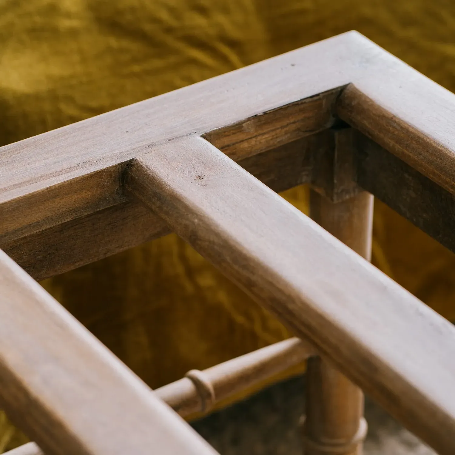 Mango Wood Luggage Bench with Spindle Detailing - Honey