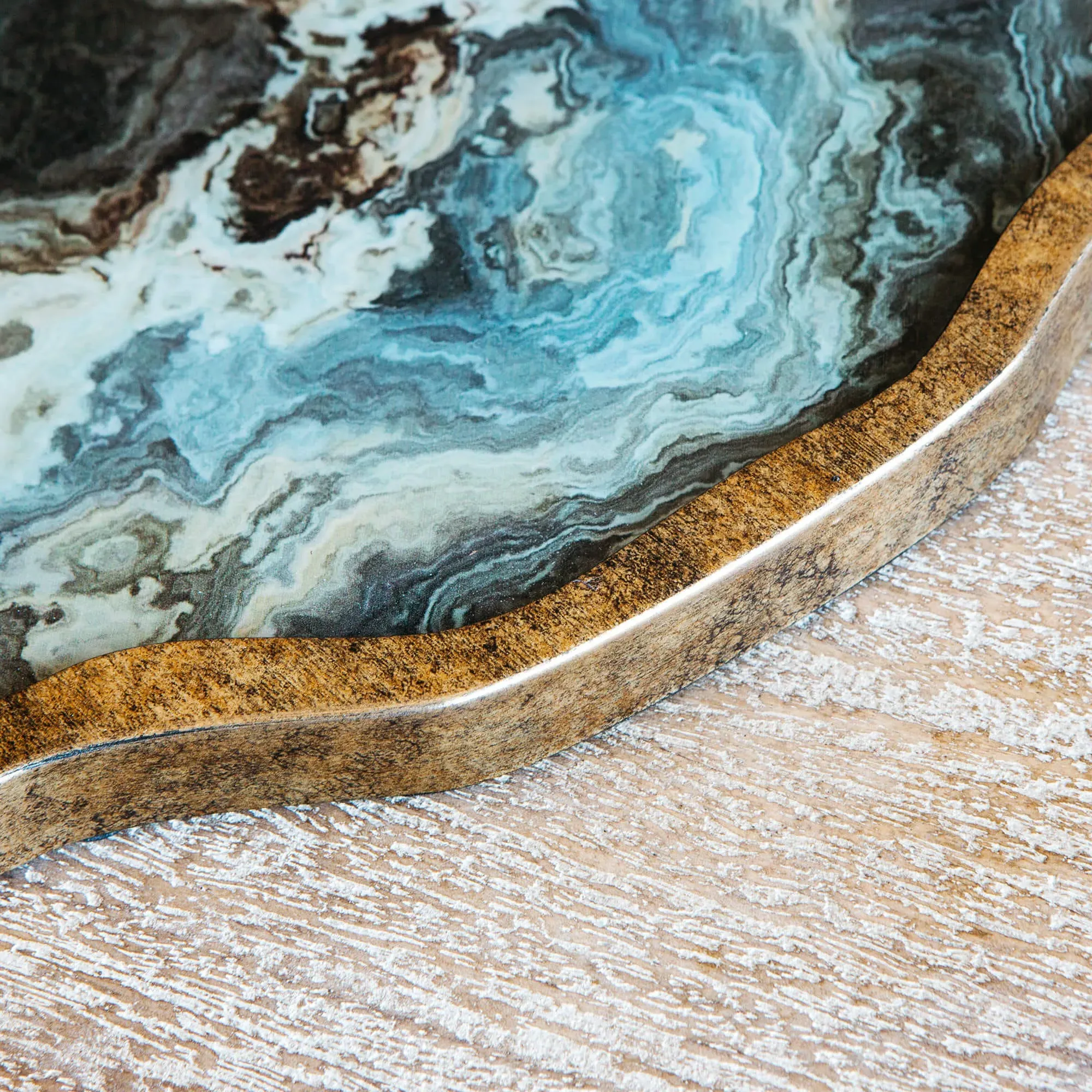 Marble Effect Tray with Handles - Glass