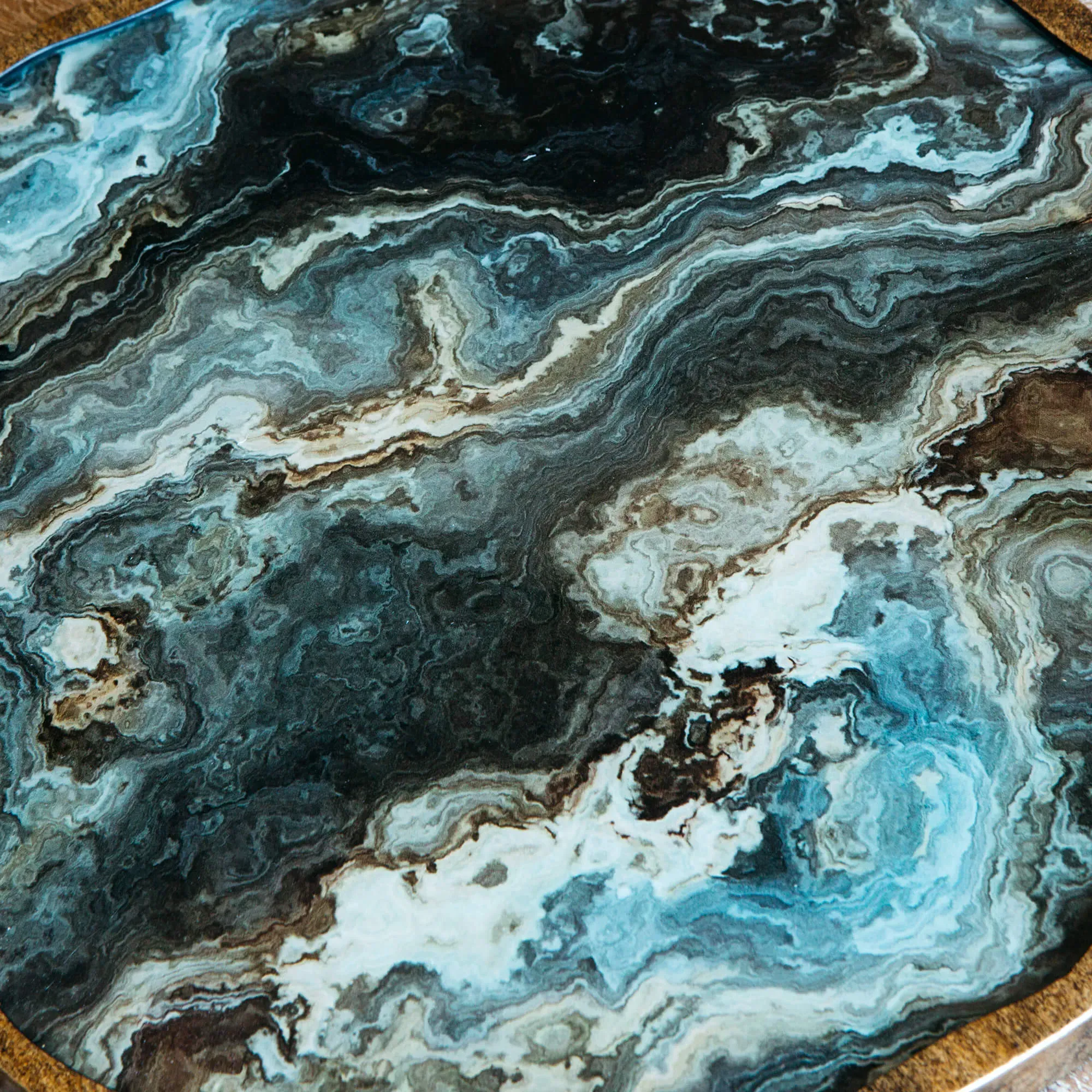 Marble Effect Tray with Handles - Glass