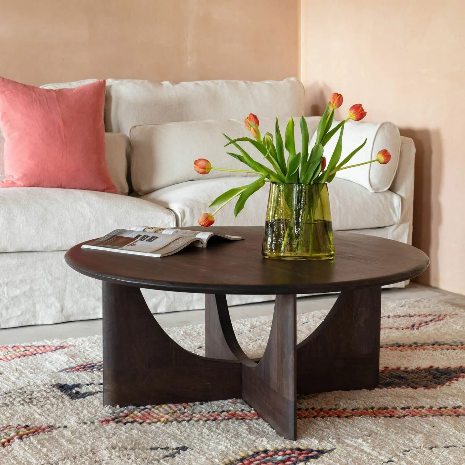 Mason Round Coffee Table - Black, Mango Wood image