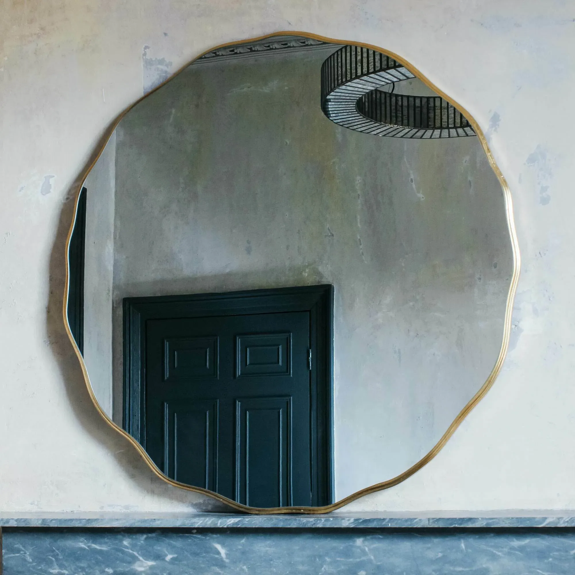 Matilda Round Gold Mirror - Gold, Plastic