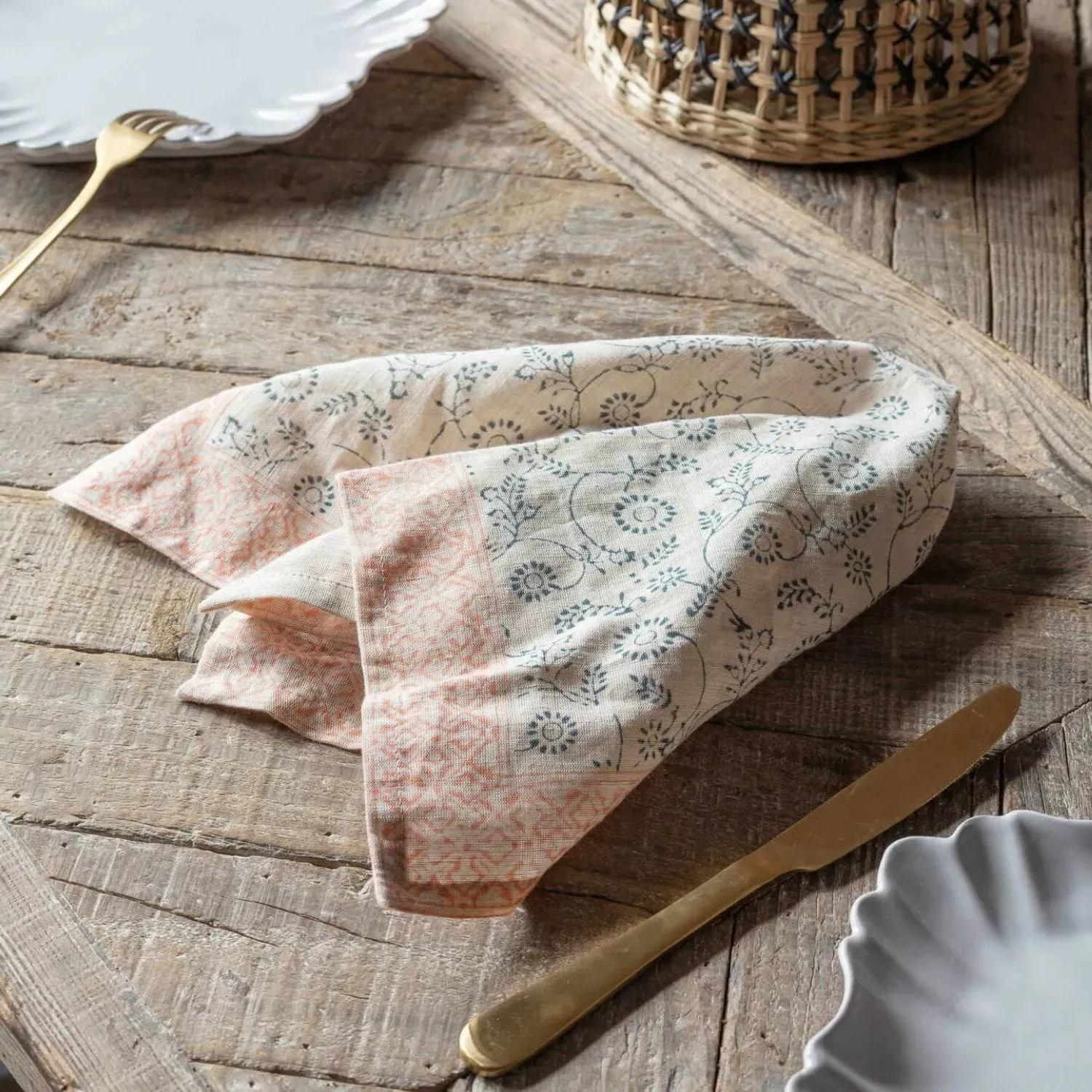 Matilde Block Printed Napkin - Linen image