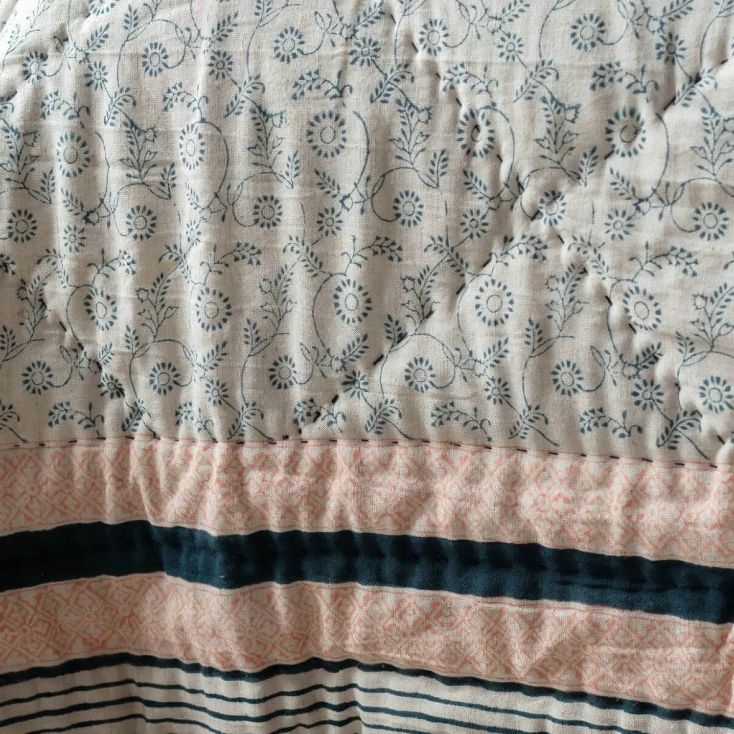 Matilde Hand-Printed Quilt - Rayon Linen Blend