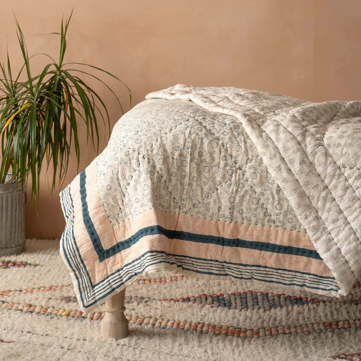 Matilde Hand-Printed Quilt - Rayon Linen Blend image