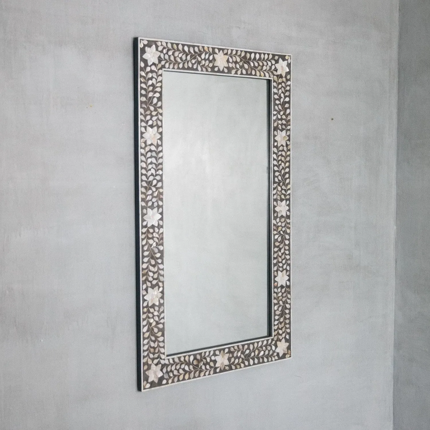 Maxi Mother of Pearl Mirror - Grey
