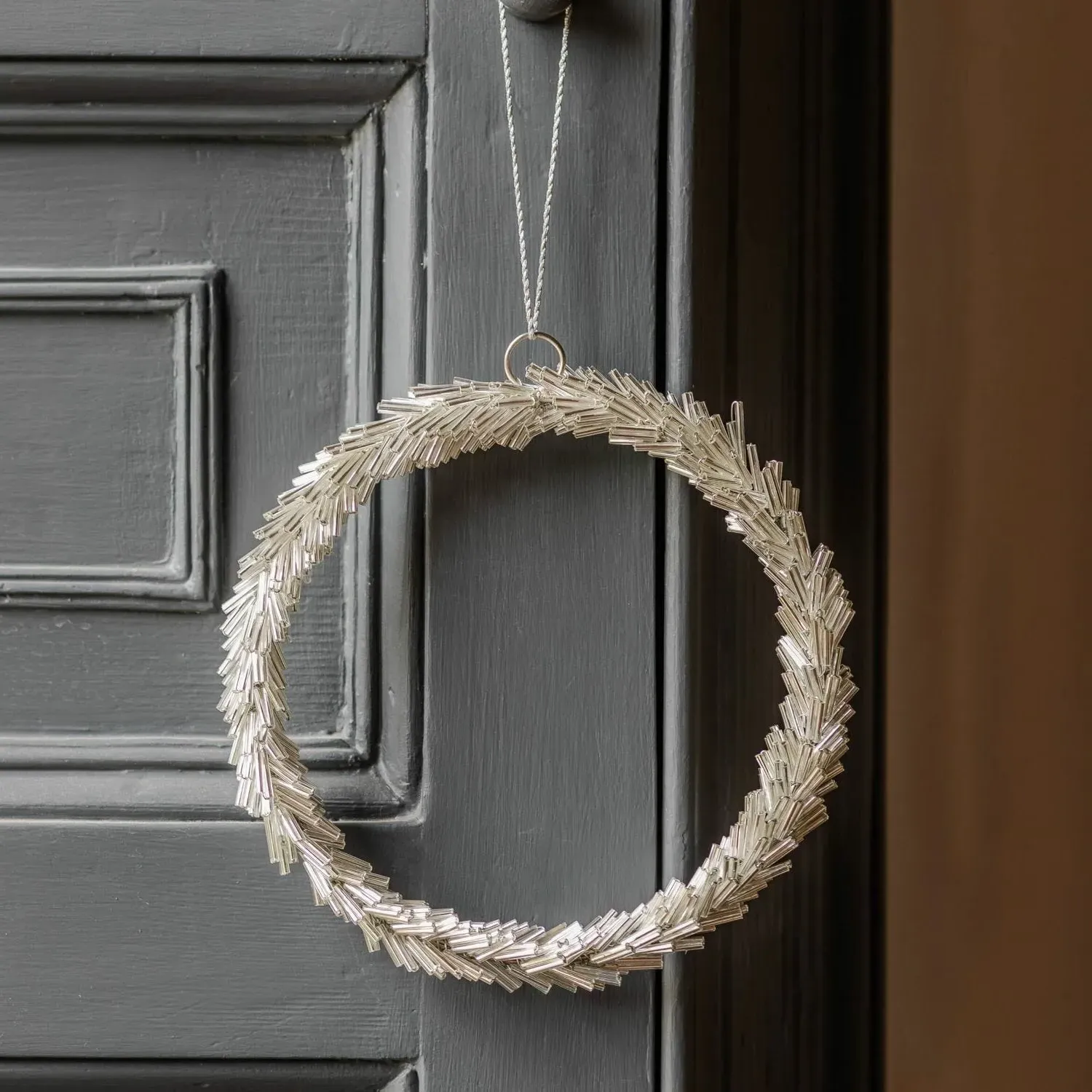 Medium Beaded Hanging Wreath - Glass image