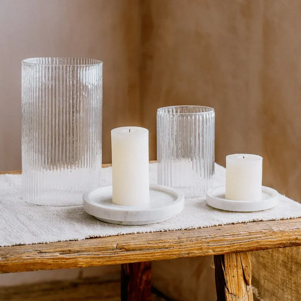 Medium Candle Holder - White, Marble