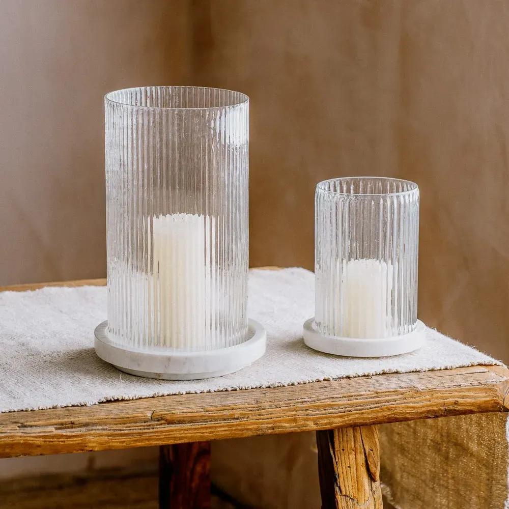 Medium Candle Holder - White, Marble
