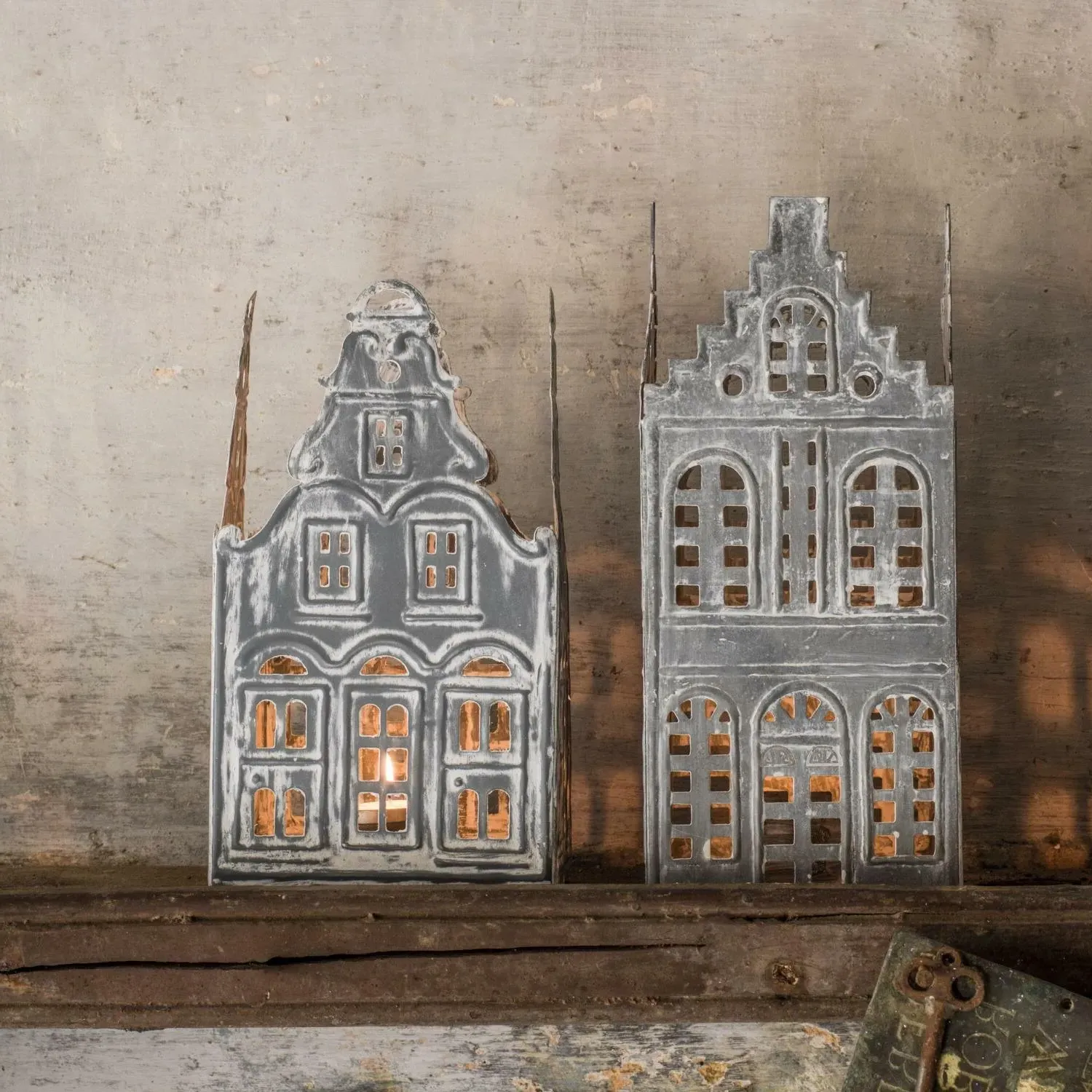 Medium Dutch Townhouse Lantern - White, Tin image