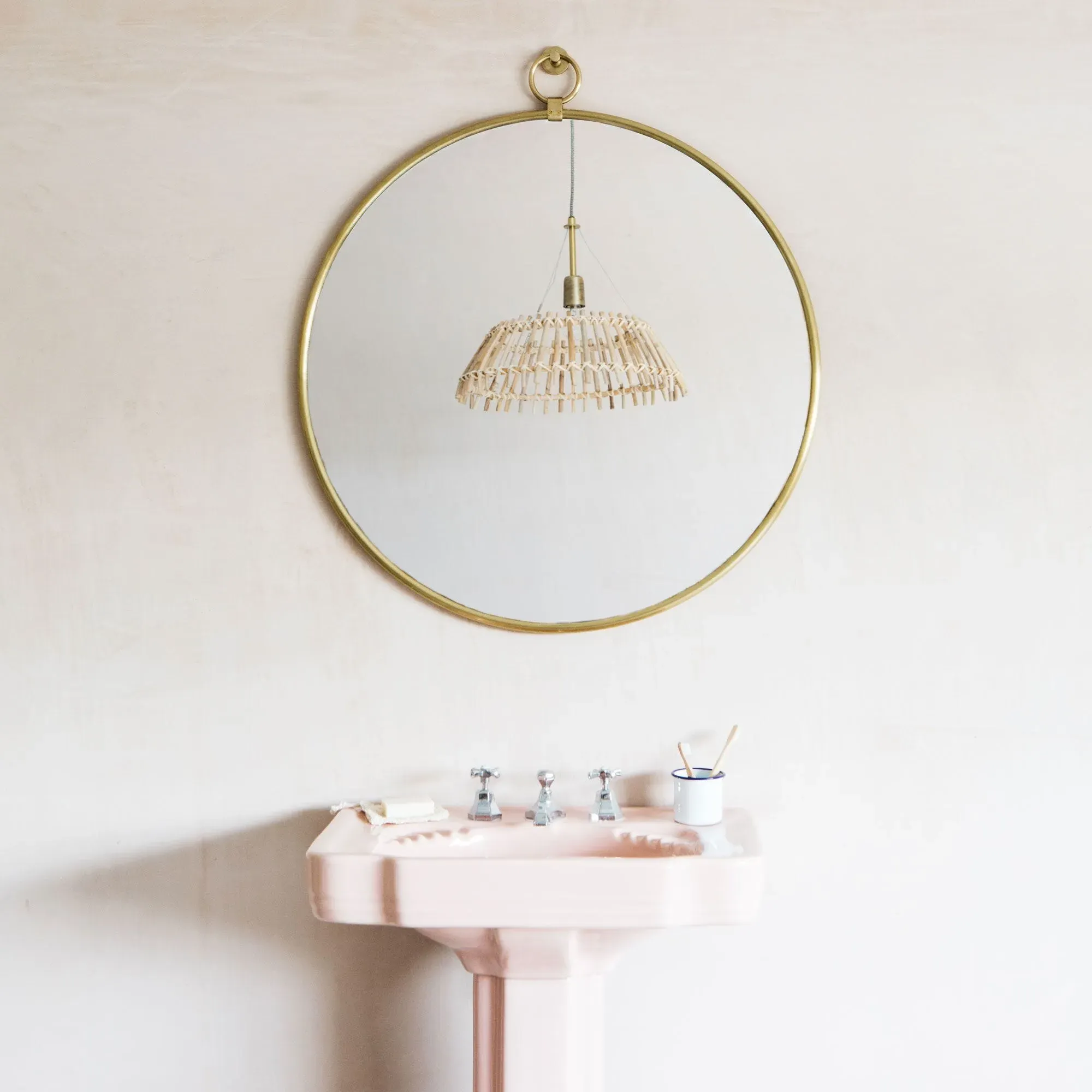 Medium Pendant Mirror - Antiqued Gold, Brass
