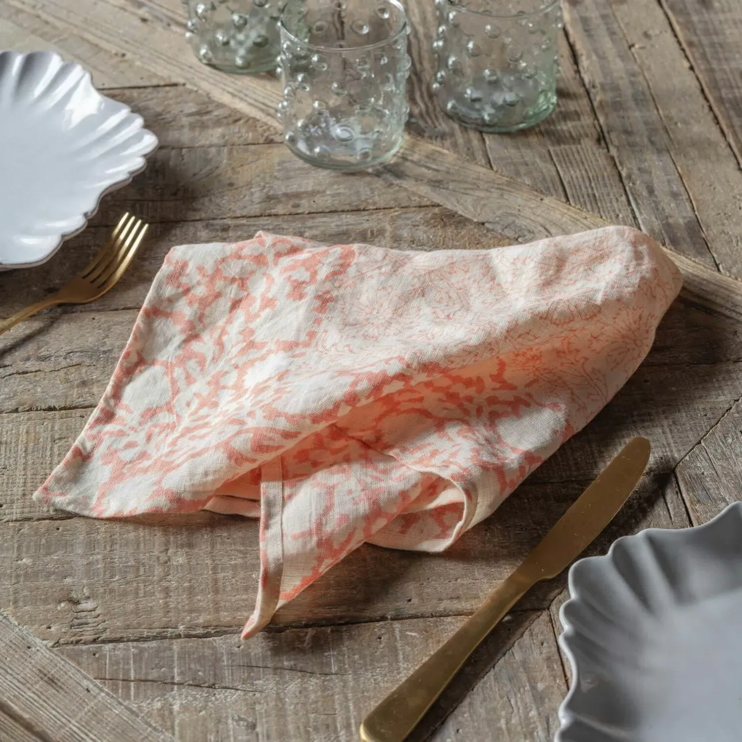 Merielle Block Printed Napkin - Pink image