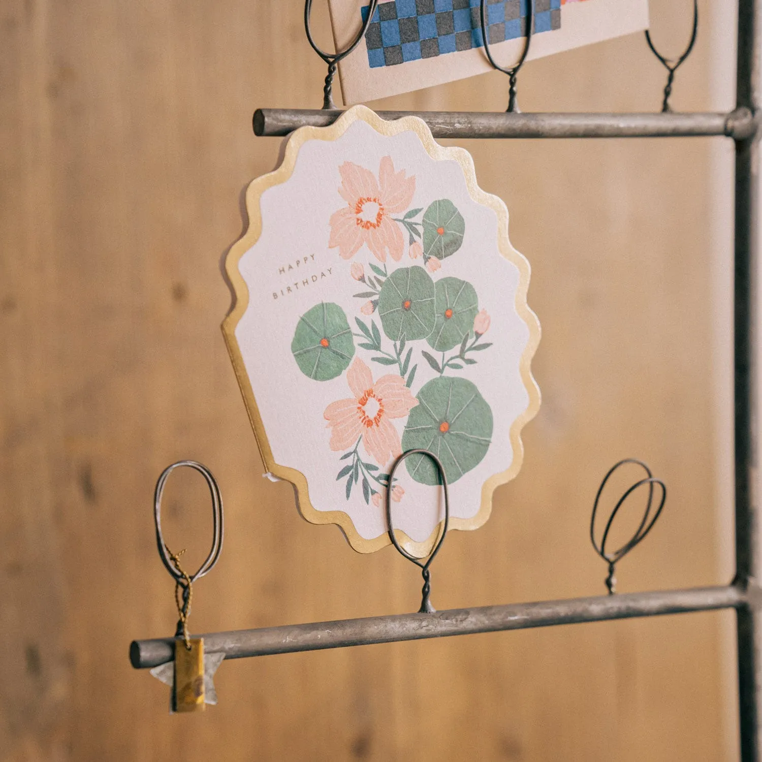 Metal Christmas Tree Card Stand with Star - Gold