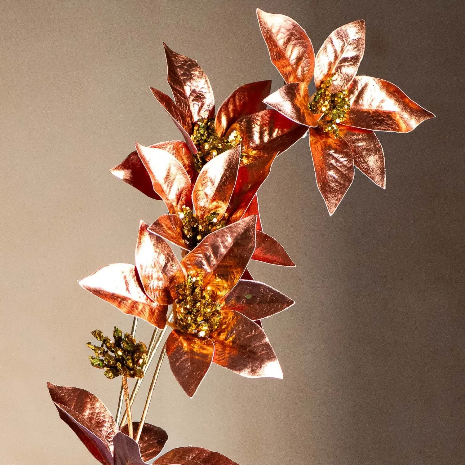 Metallic Poinsettia Spray - Pink