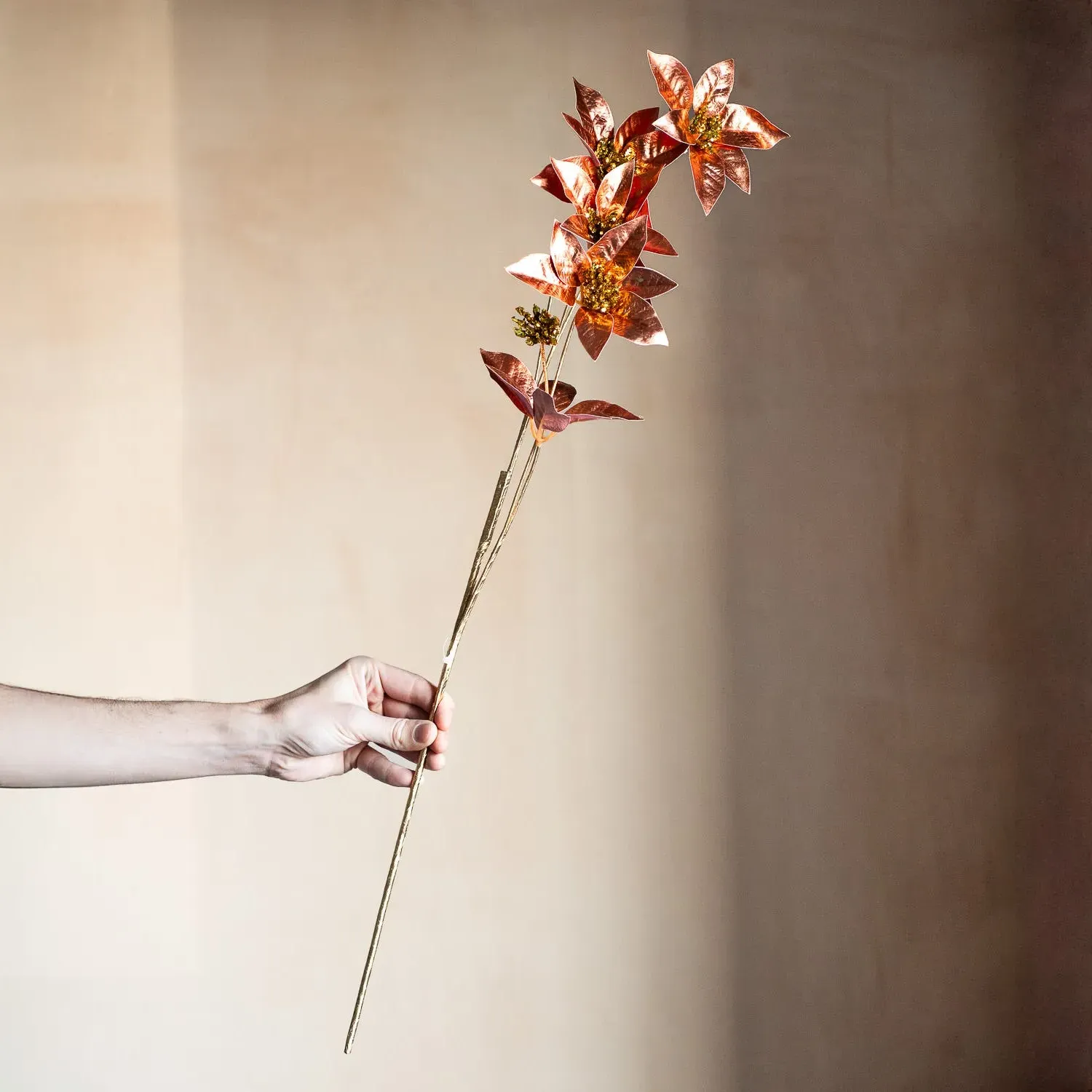 Metallic Poinsettia Spray - Pink