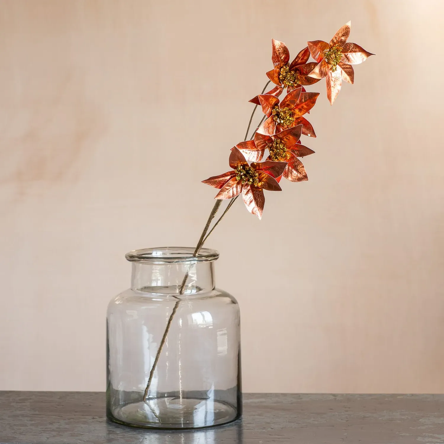 Metallic Poinsettia Spray - Pink image