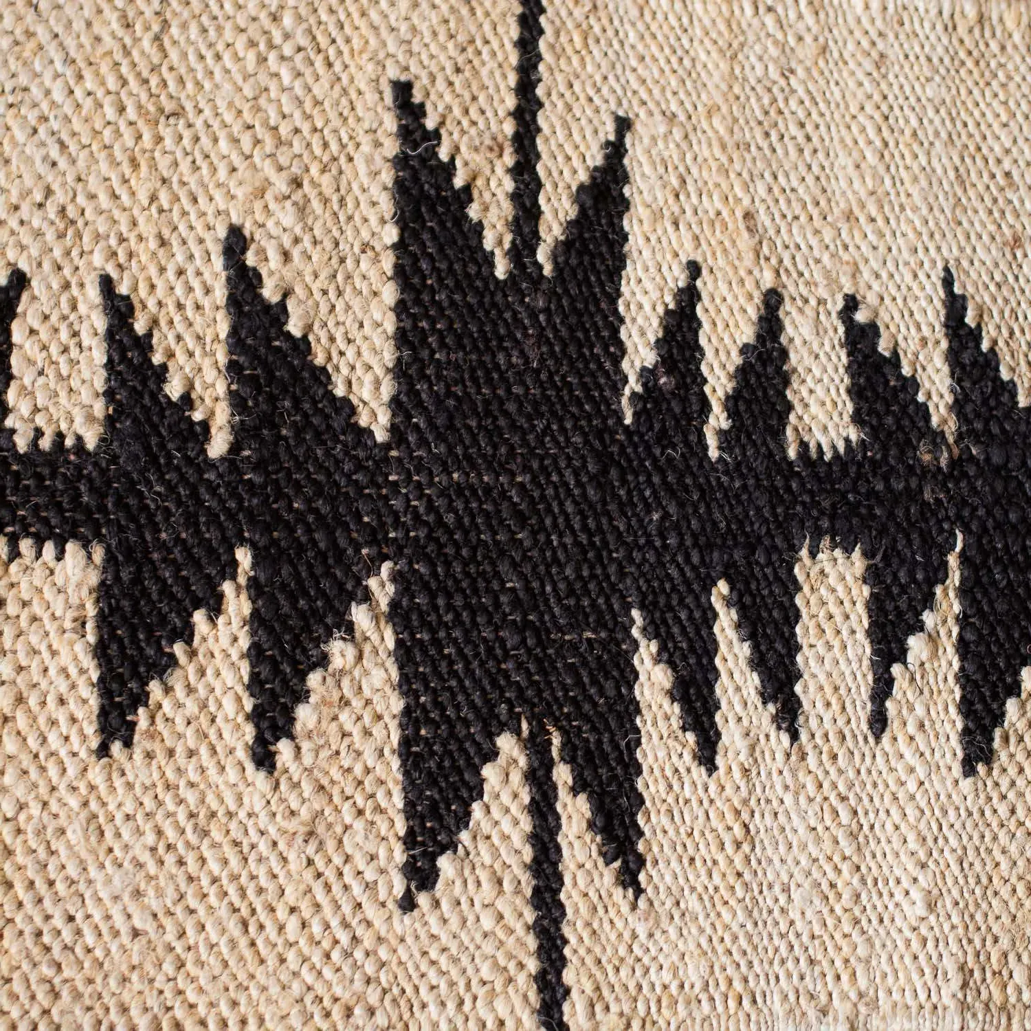 Mia Geometric Rug - Black, Jute