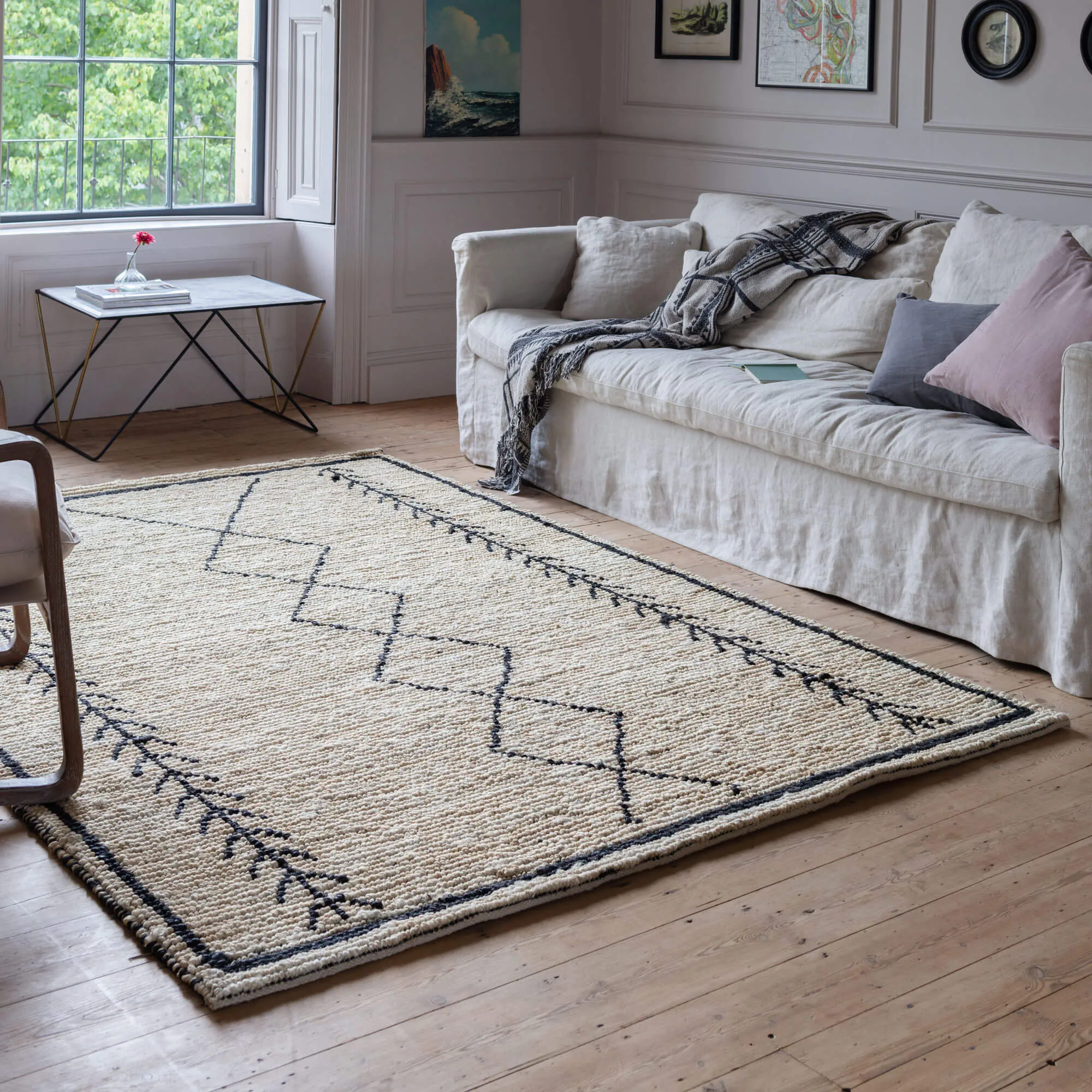 Micah Handwoven Rug 250 x 350cm - Black, Hemp