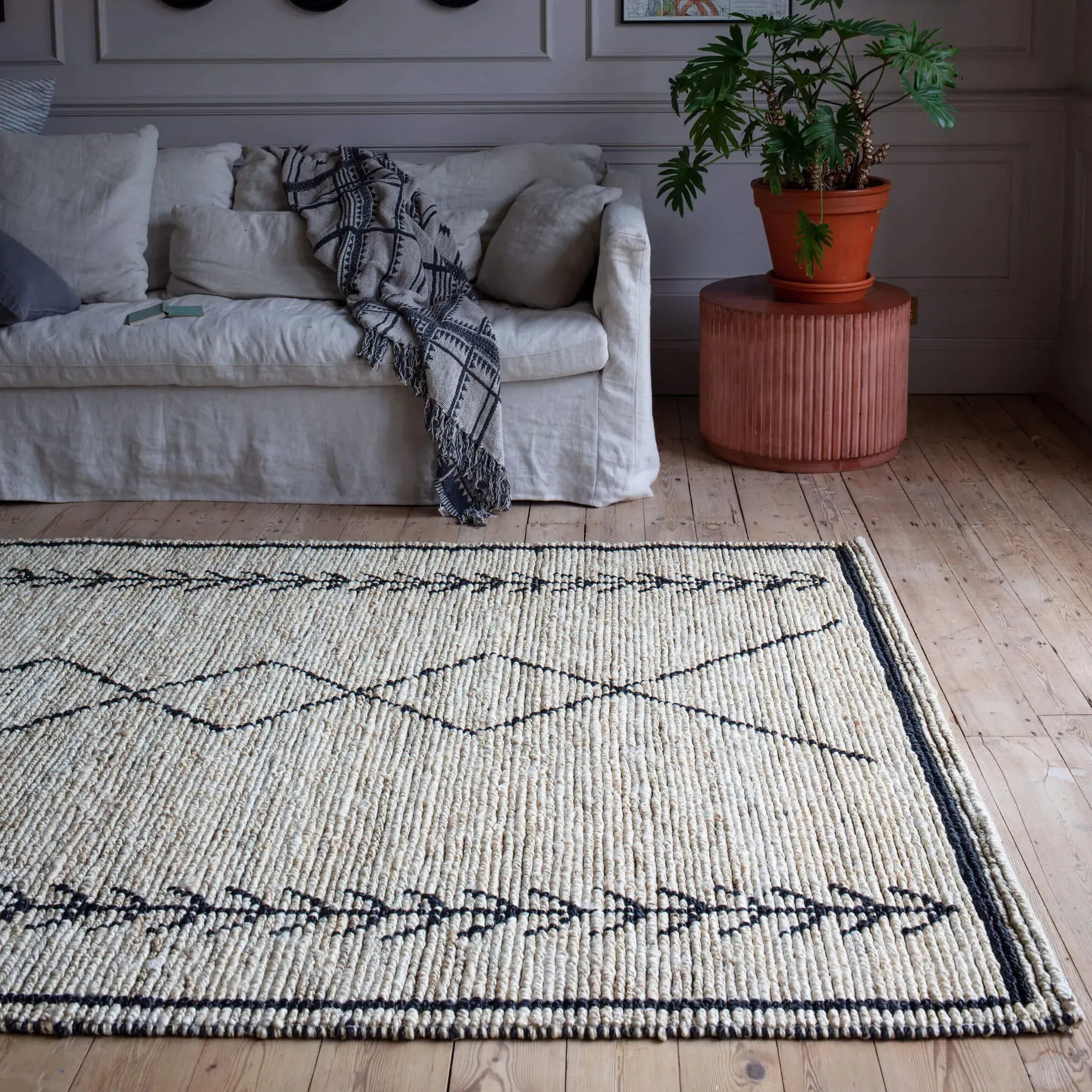 Micah Handwoven Rug 250 x 350cm - Black, Hemp