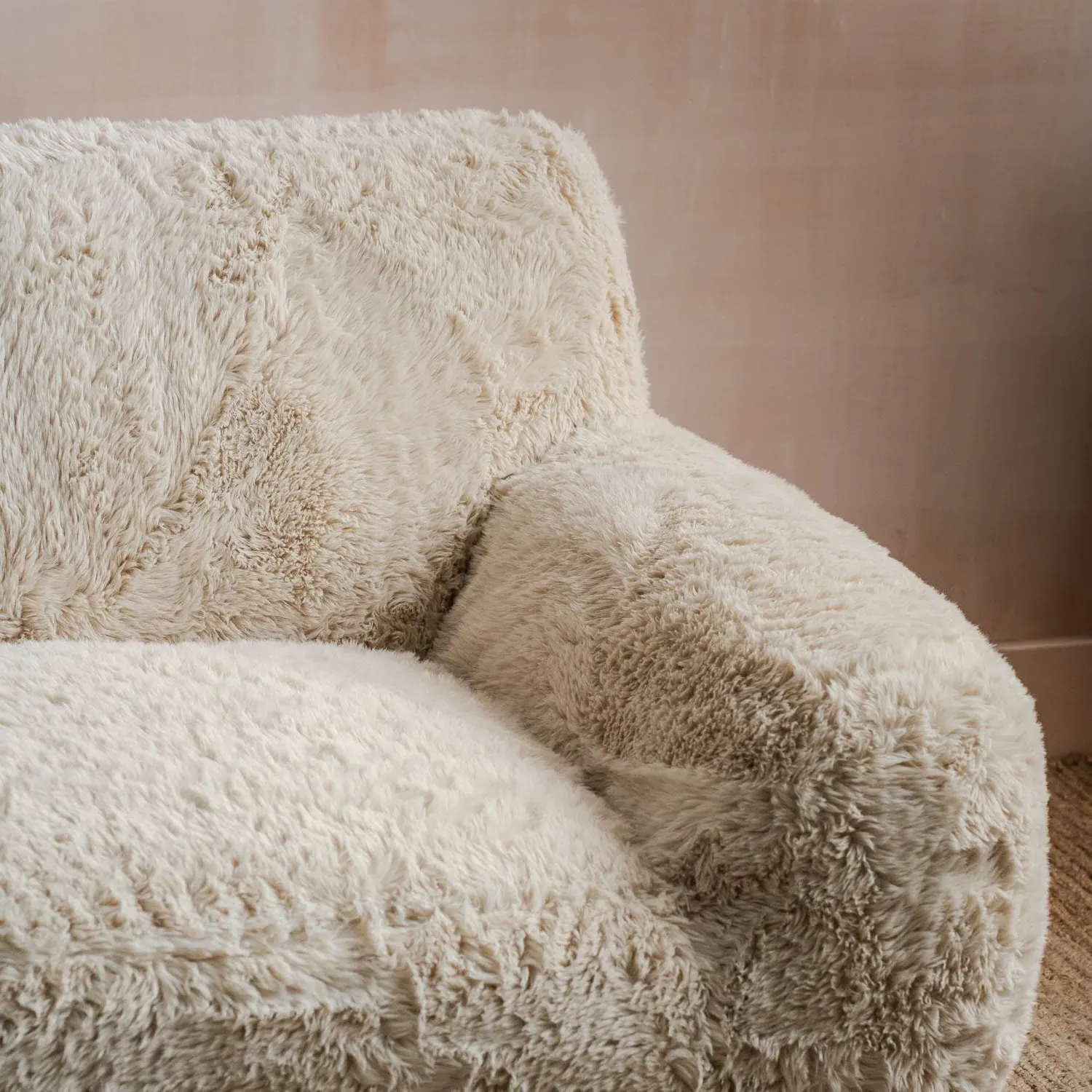 Miche Three Seater Sofa - Taupe, Faux Fur