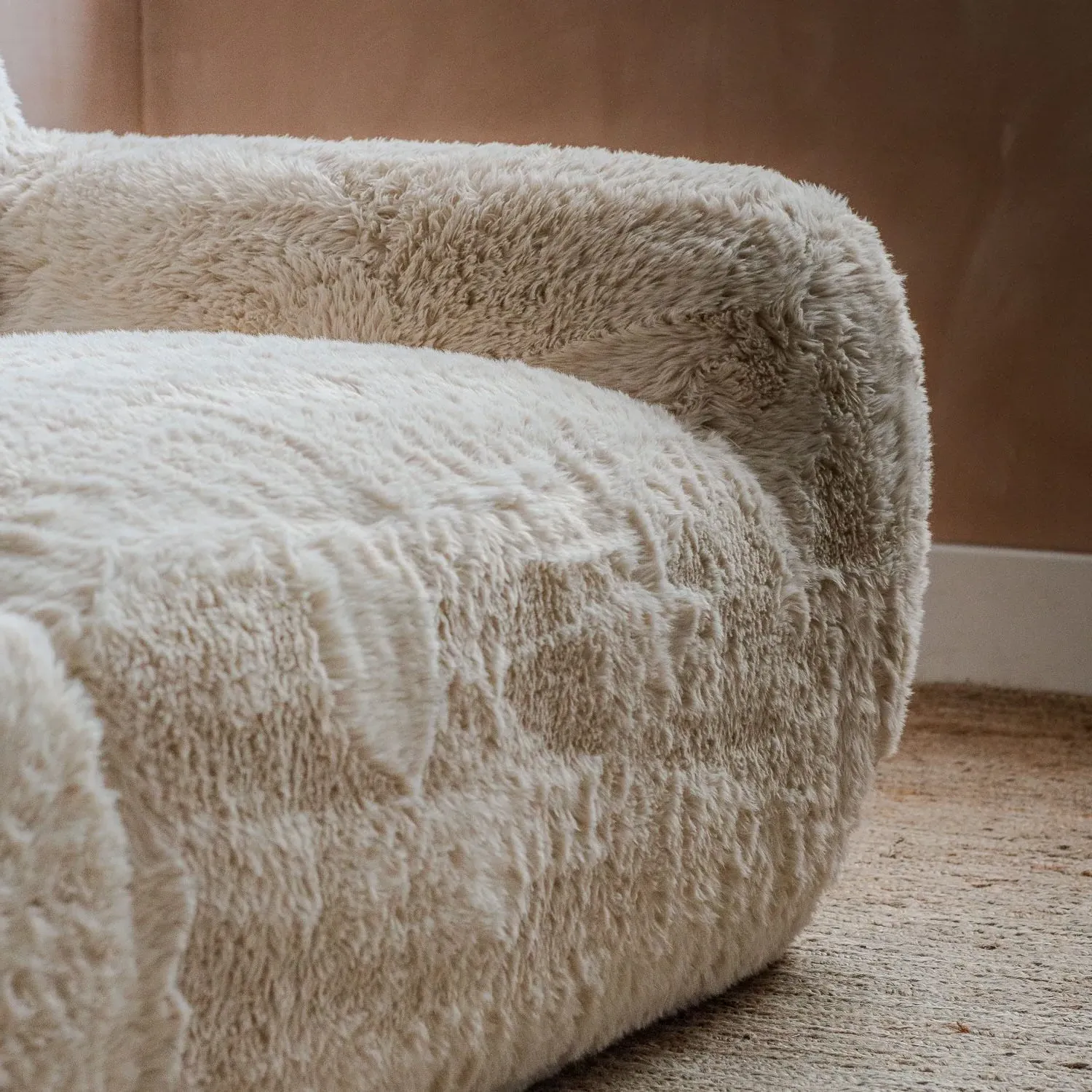 Miche Three Seater Sofa - Taupe, Faux Fur