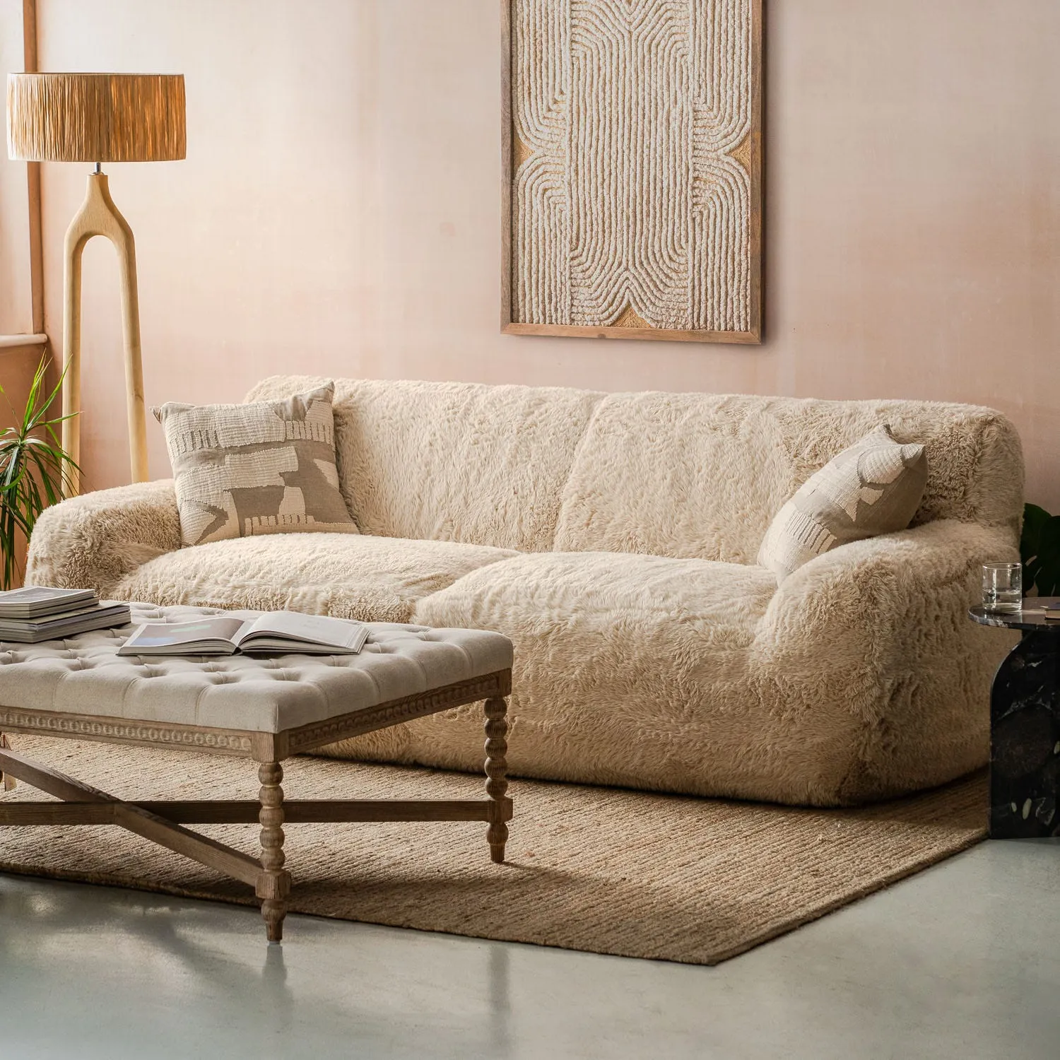 Miche Three Seater Sofa - Taupe, Faux Fur image