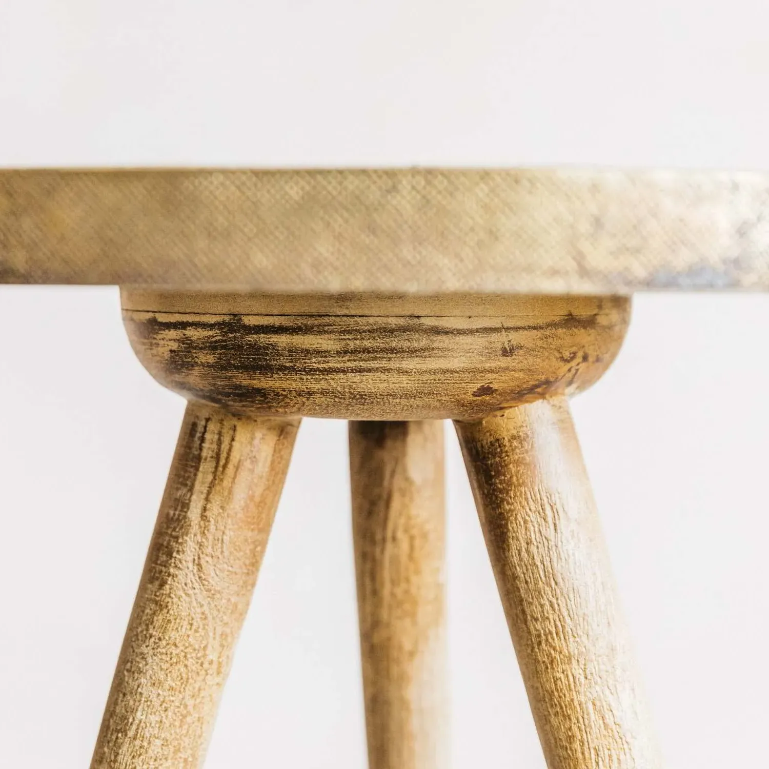 Midas Round Side Table - Light Wood, Brass