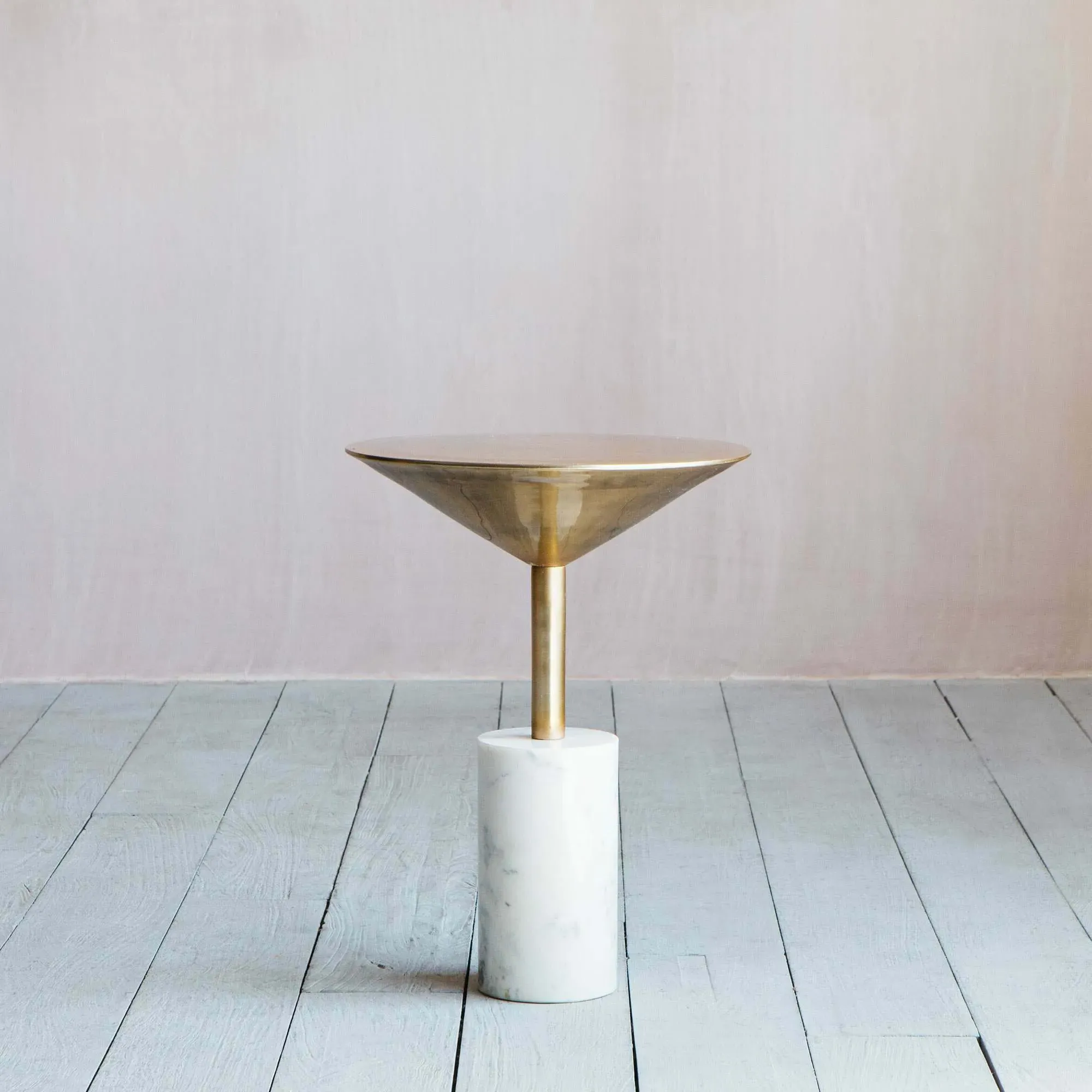 Mildred Round Side Table - Gold, Marble
