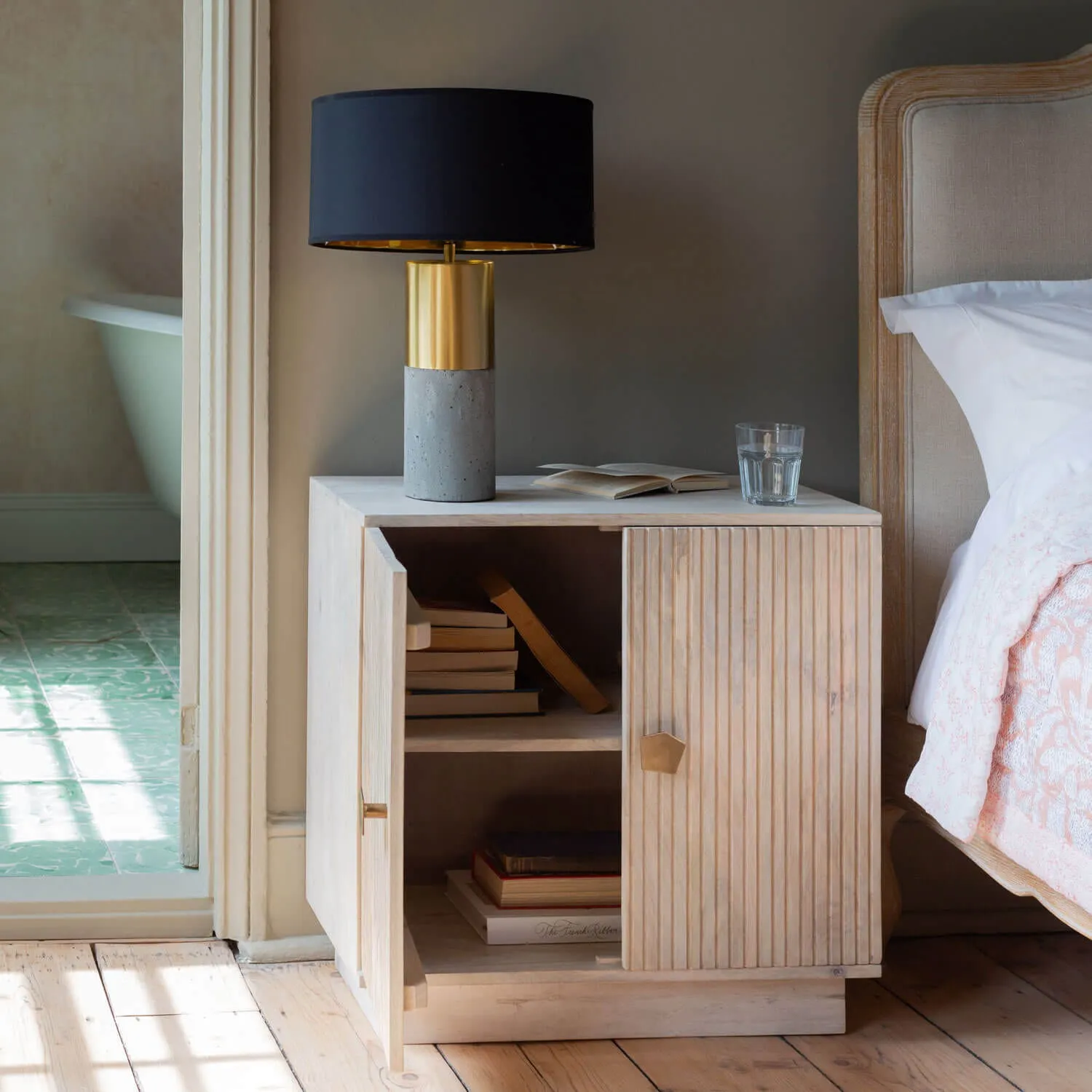 Milton Bedside Table - White, Mango Wood