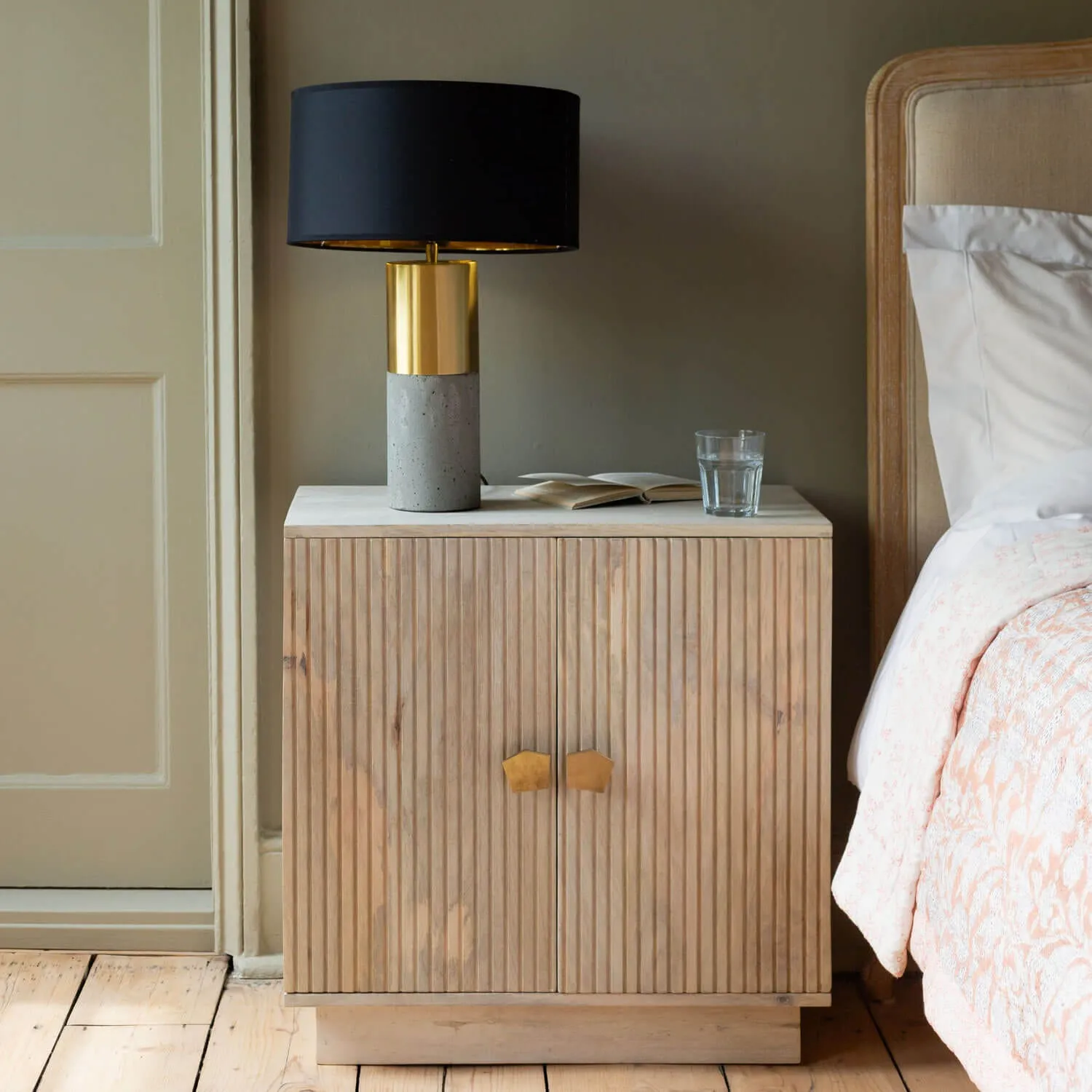 Milton Bedside Table - White, Mango Wood