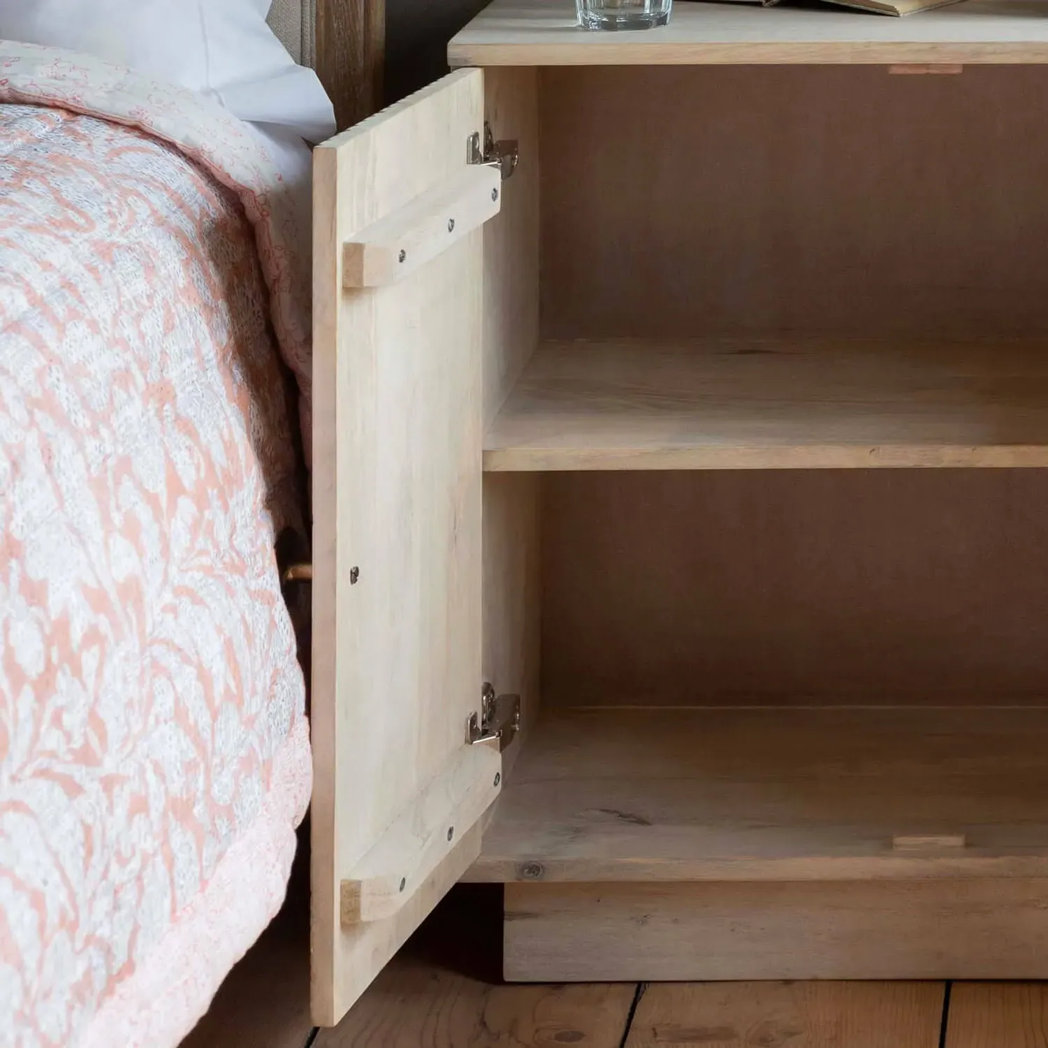 Milton Bedside Table - White, Mango Wood