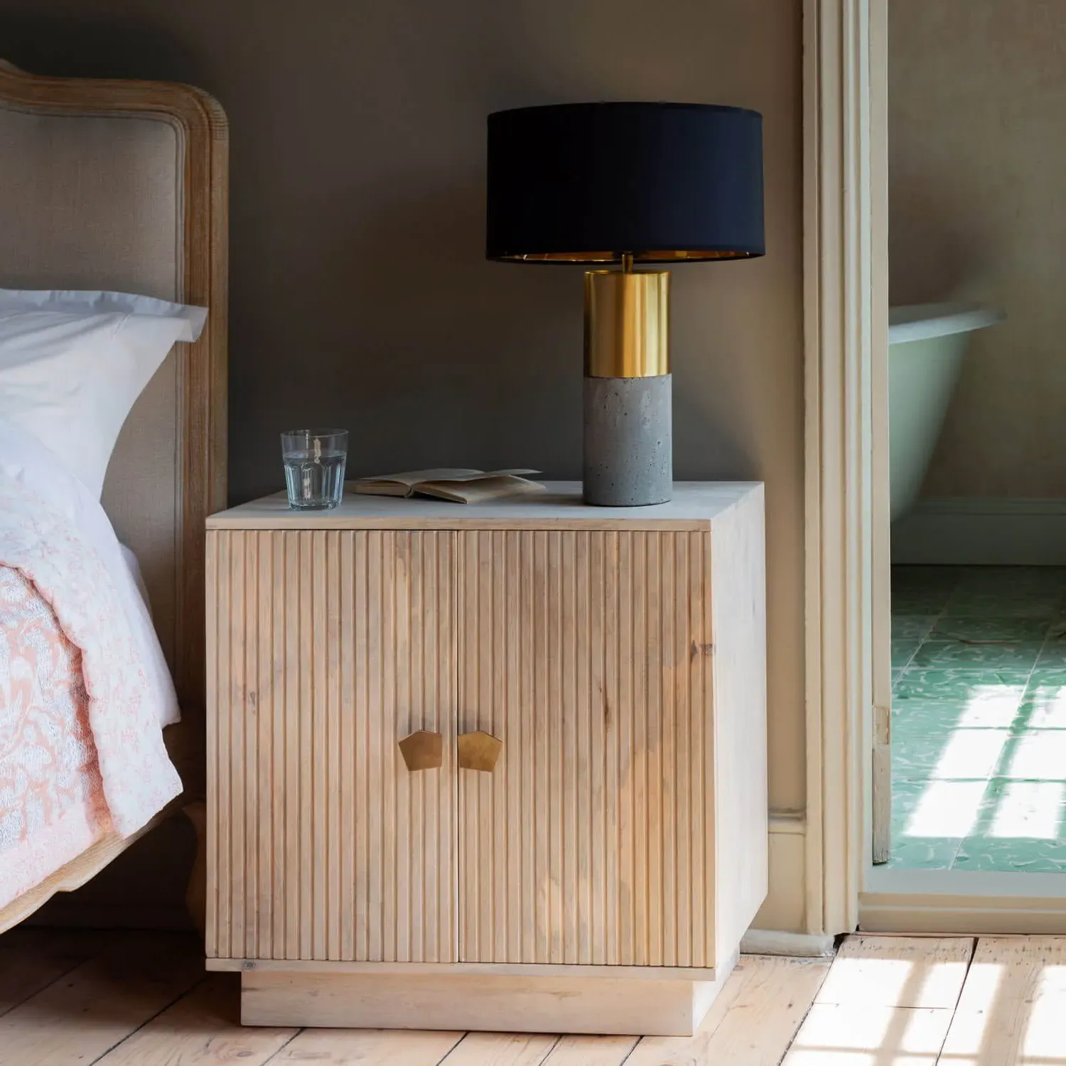 Milton Bedside Table - White, Mango Wood image