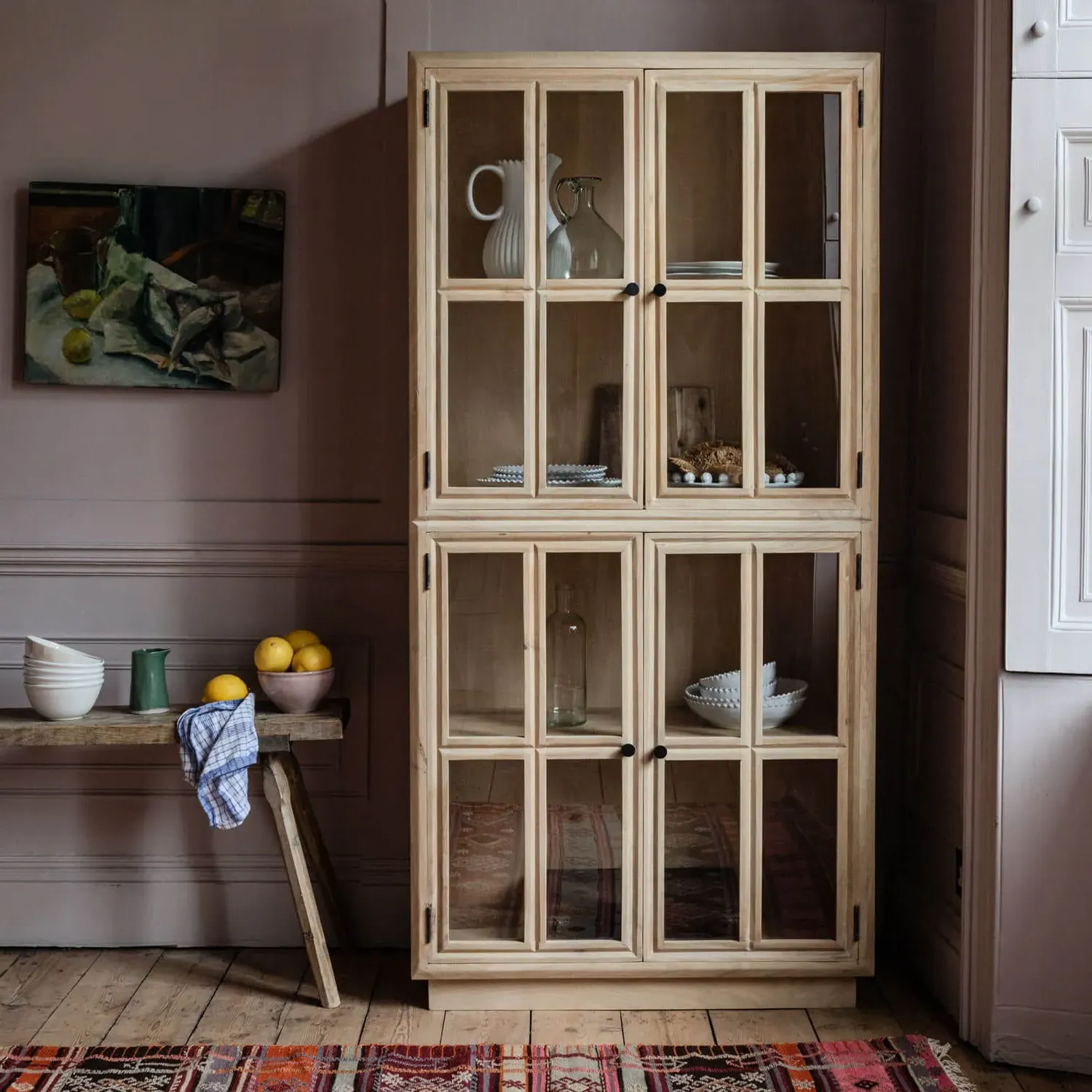 Mimosa Four Door Glass Cupboard - Mango Wood