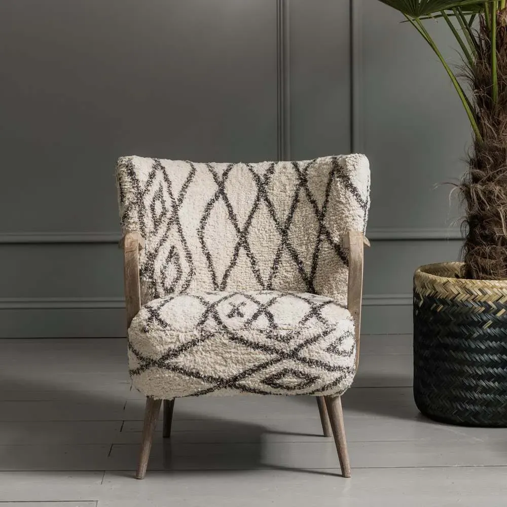 Mina Printed Armchair - Teak