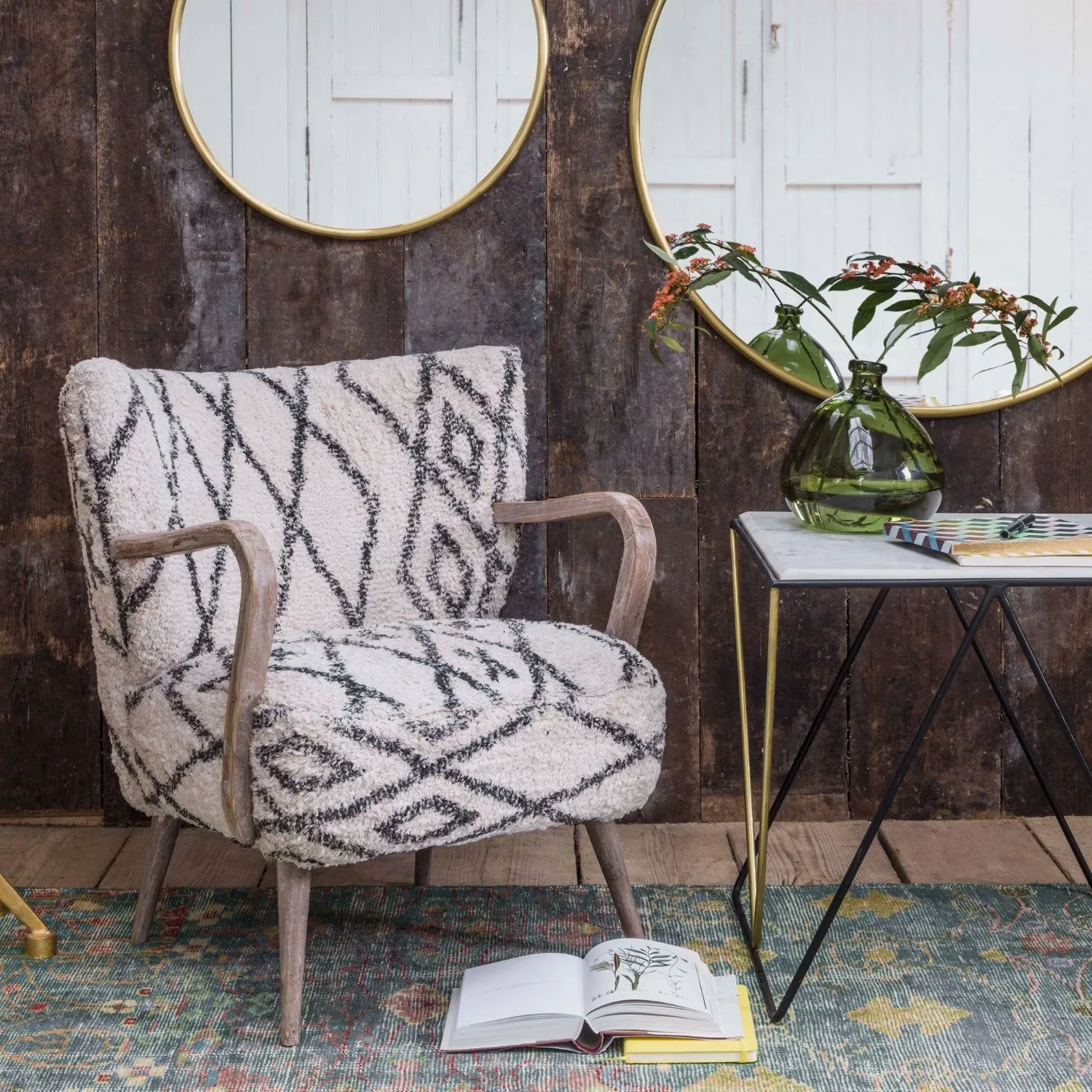 Mina Printed Armchair - Teak
