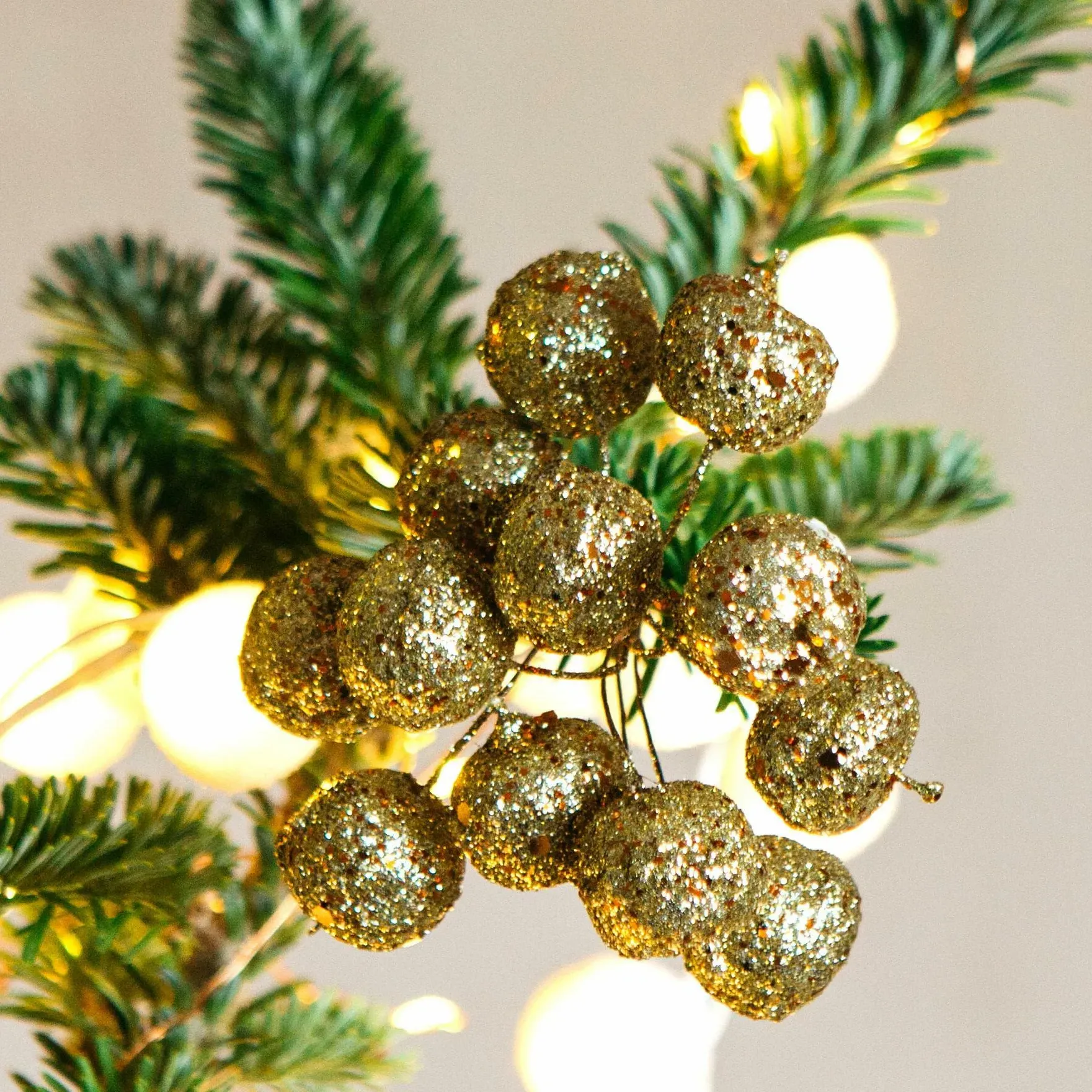 Mini Cherry Bunch - Gold Glitter image