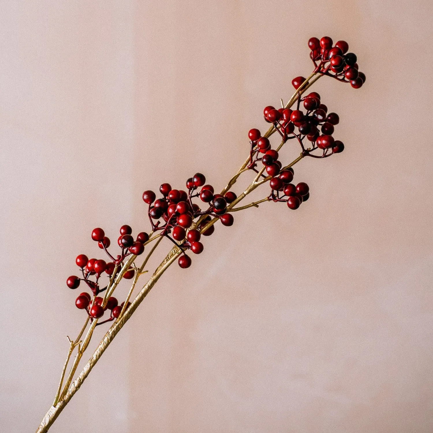Mini Red Berries Branch - Gold image