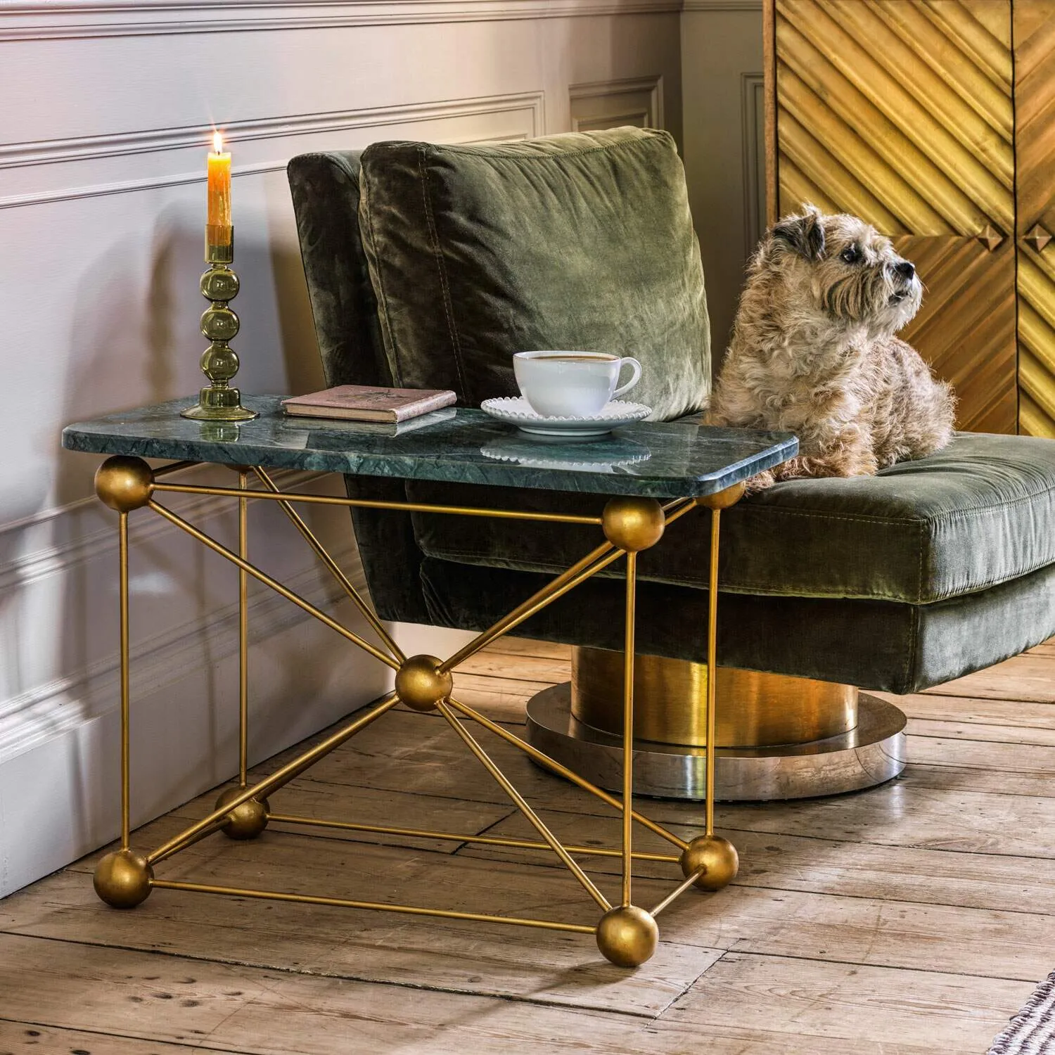 Molecule Side Table - Green, Marble