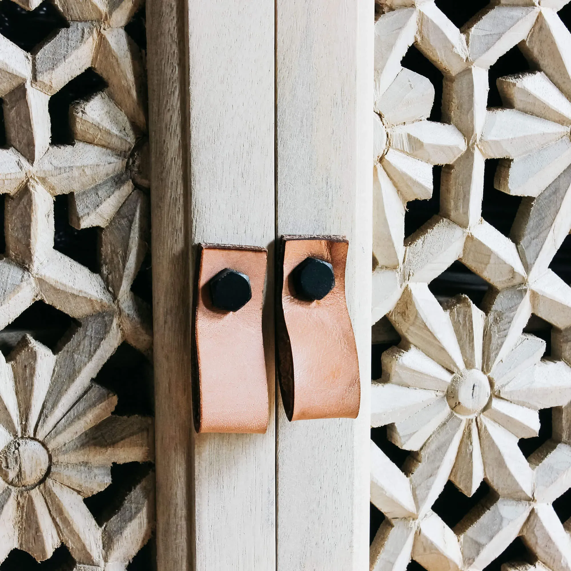 Momoka Hand-Carved Bar Cabinet - Mango Wood