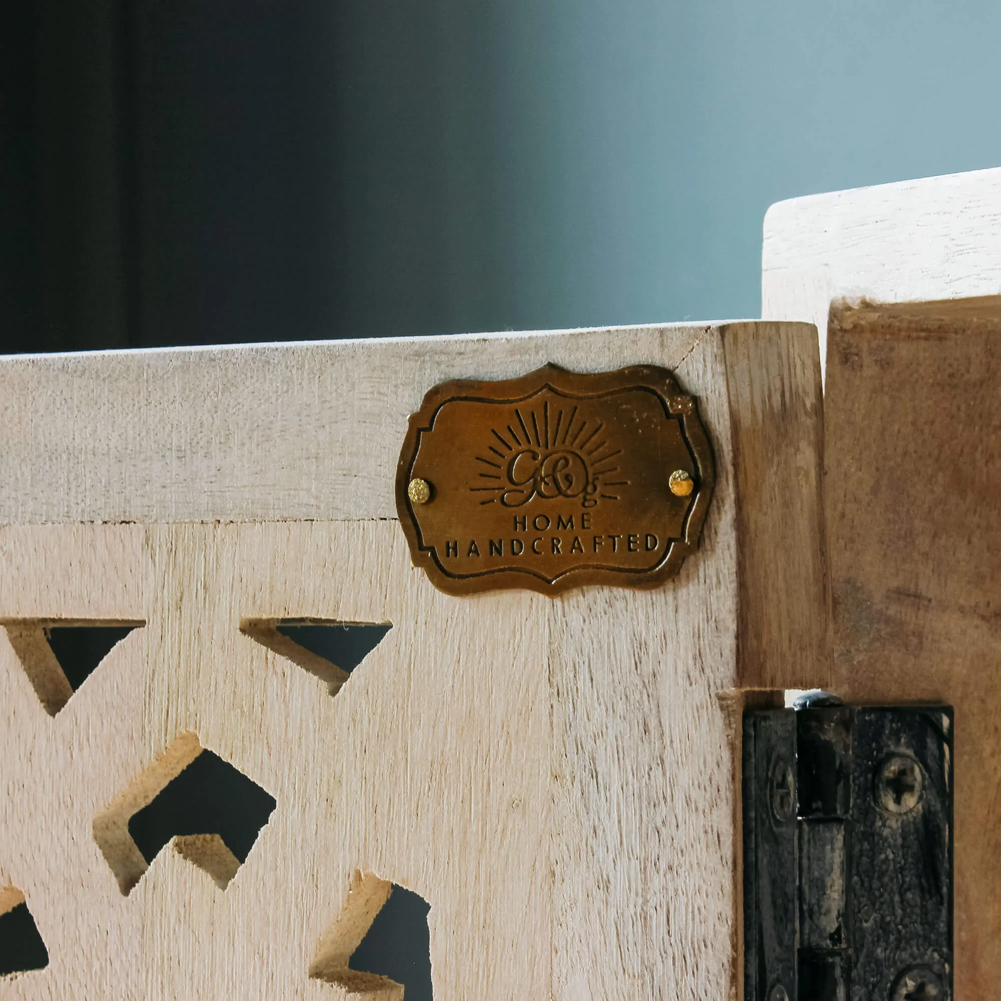 Momoka Hand-Carved Bar Cabinet - Mango Wood