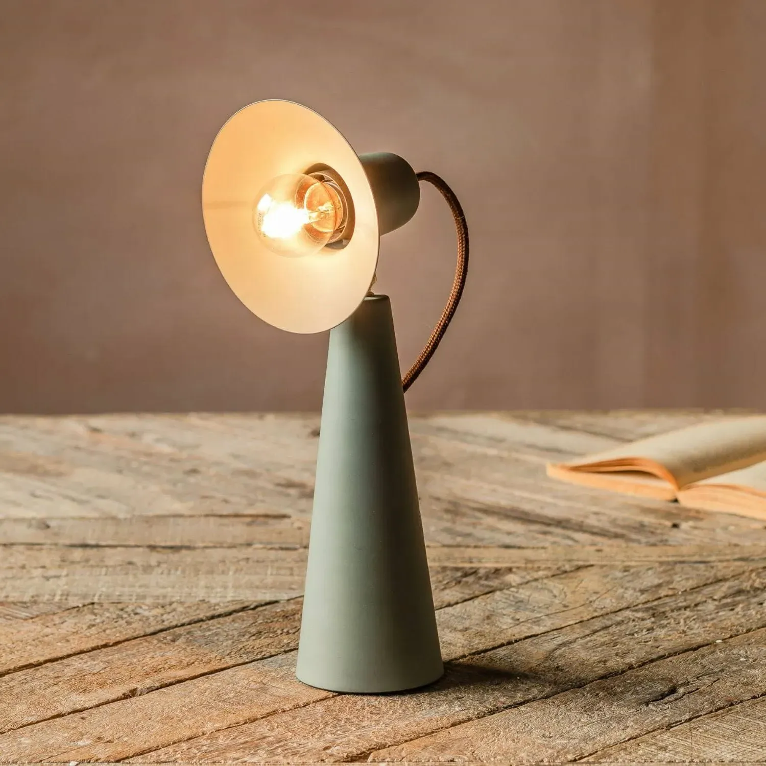 Monmouth Conical Table Lamp - Lichen Green, Iron