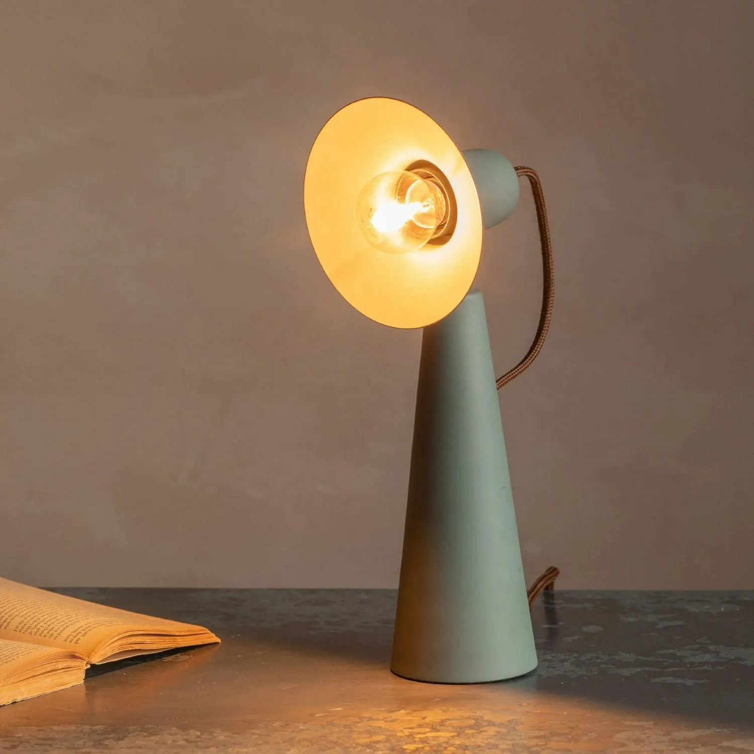 Monmouth Conical Table Lamp - Lichen Green, Iron