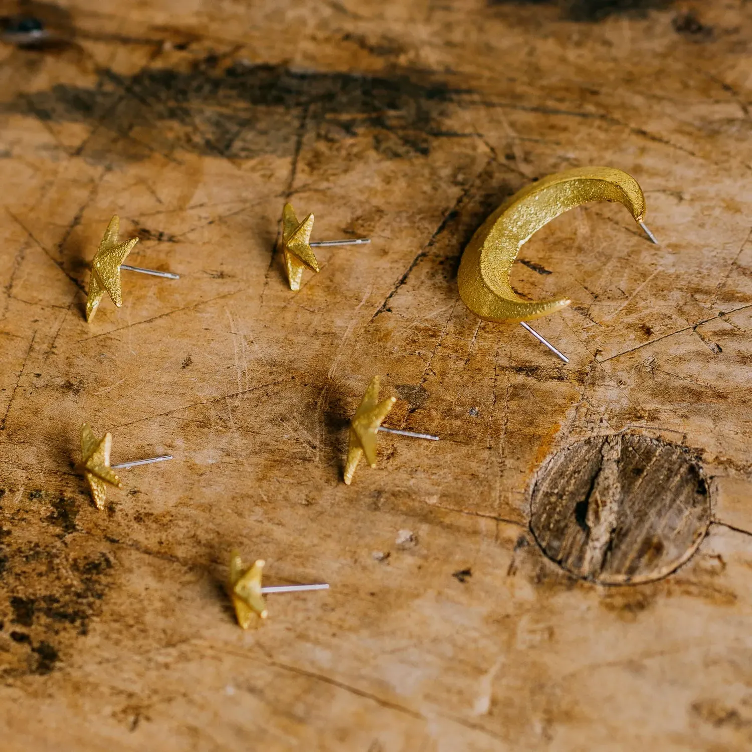 Moon & Stars Candle Charms - Brass