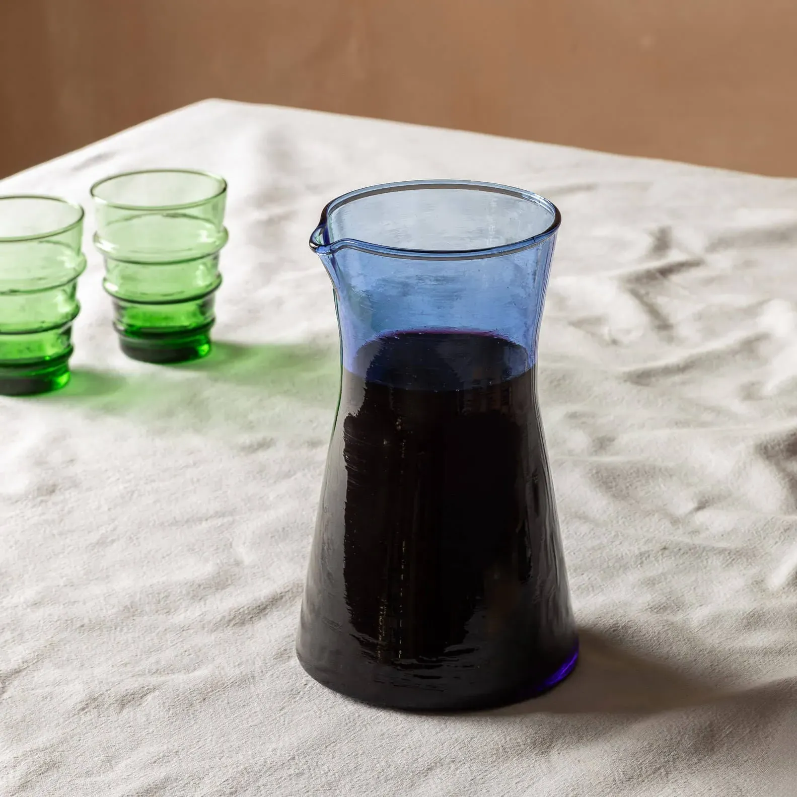 Moroccan Glass Carafe - Blue image