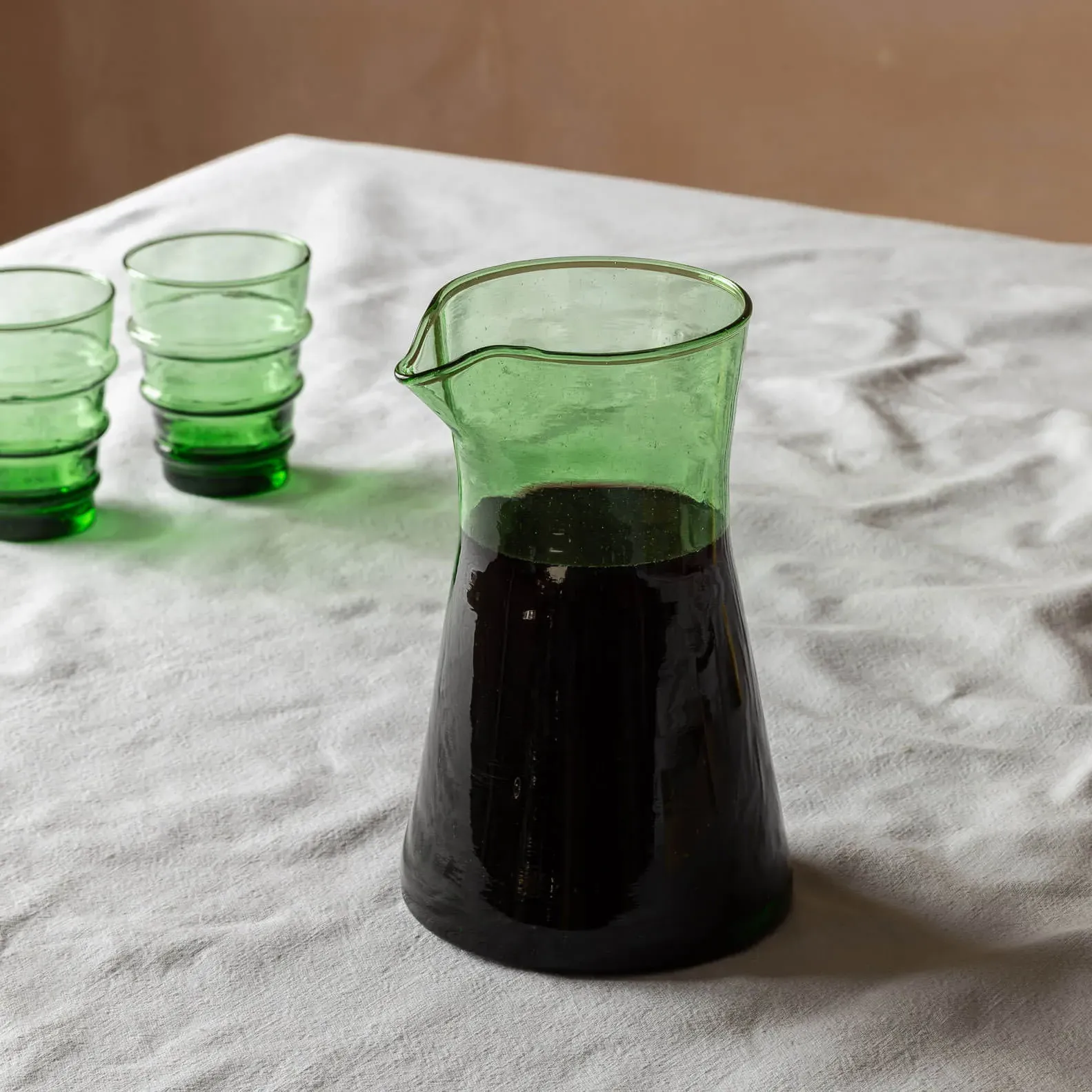 Moroccan Glass Carafe - Green