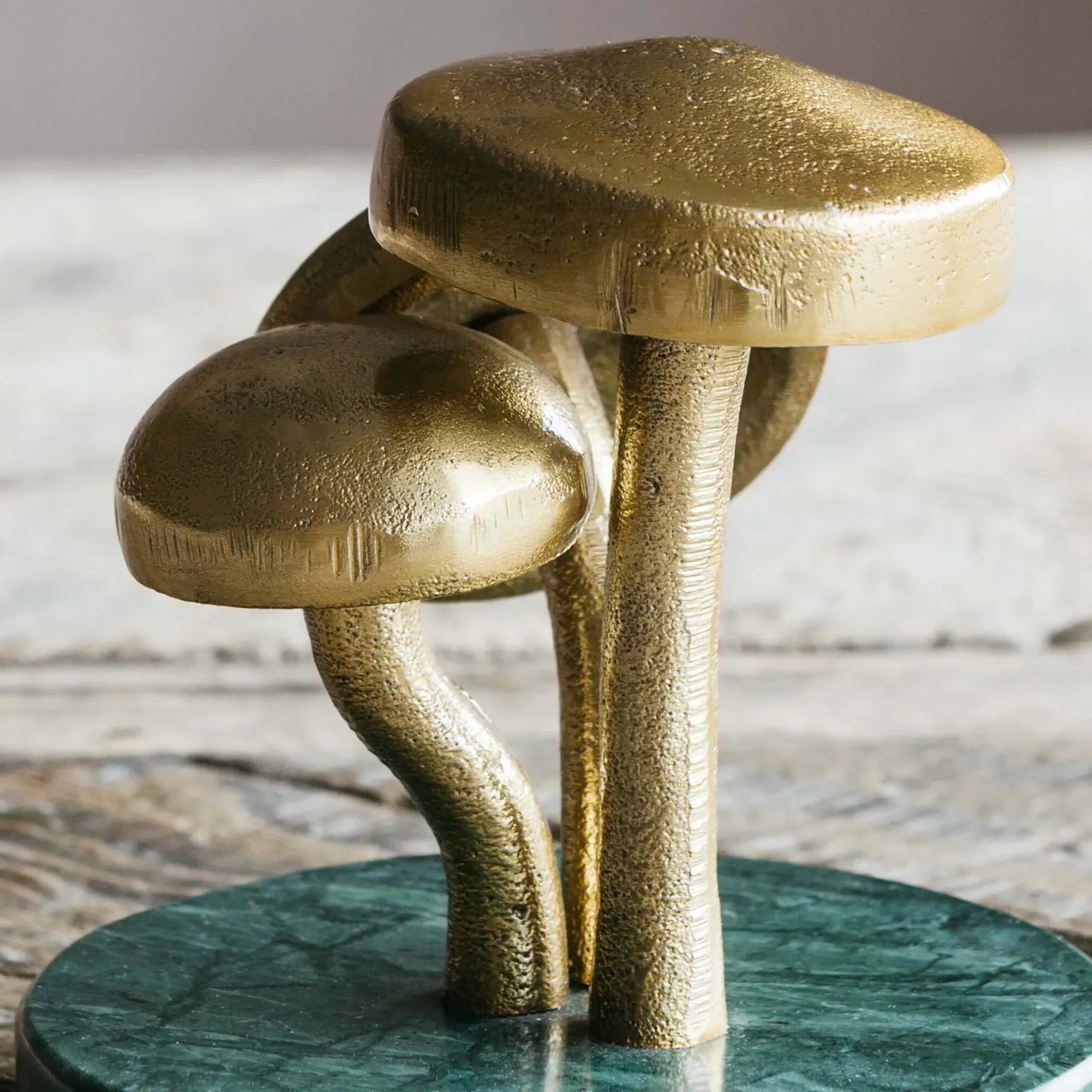 Mushroom Paperweight - Gold, White Marble